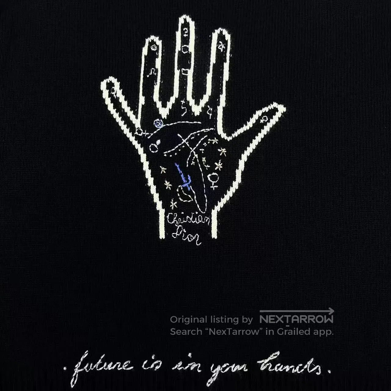 Dior Dior Black Cashmere Intarsia Knit Sweater. Size XXS / US 00 / IT 34 - 4 Thumbnail