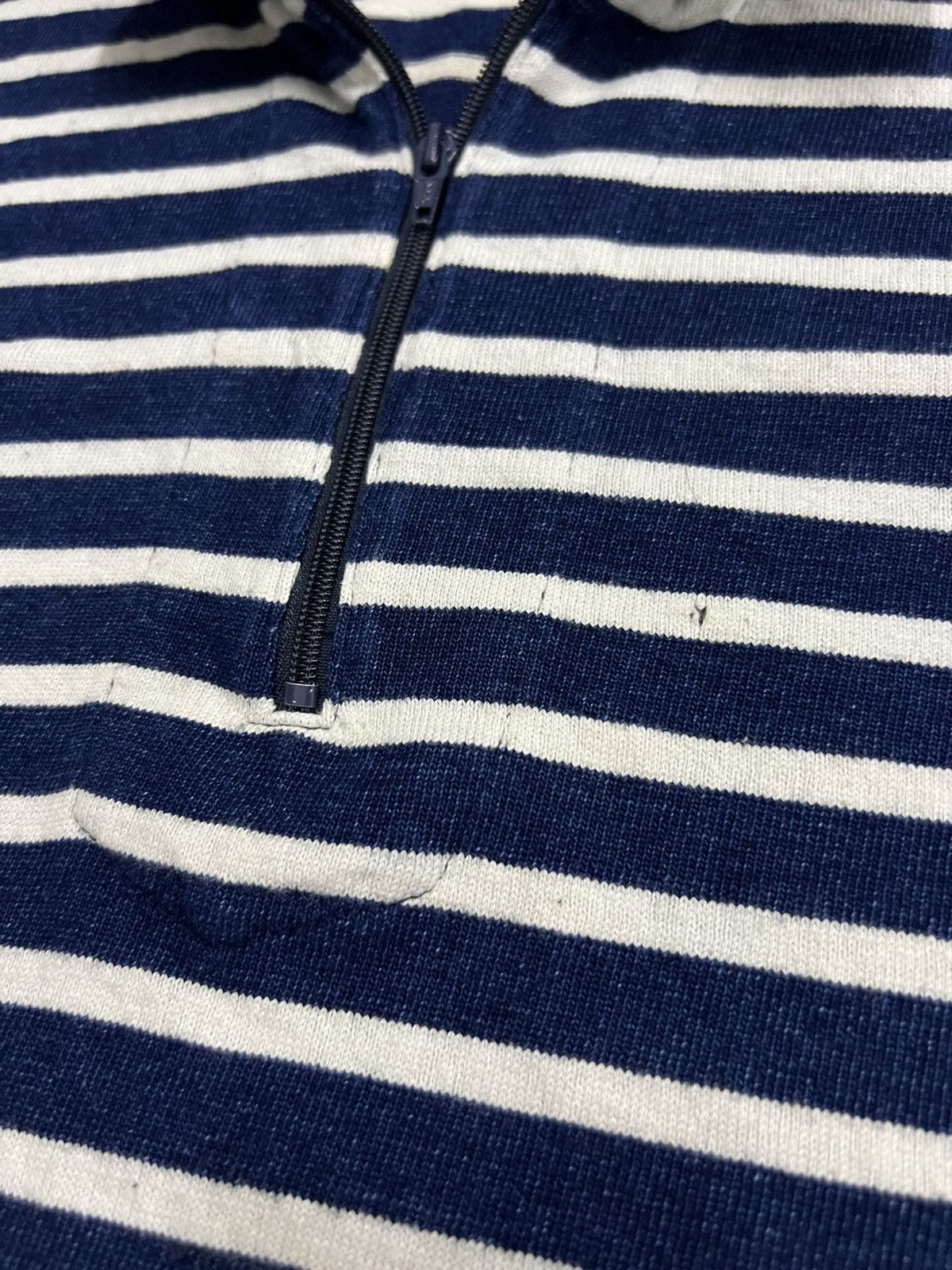 45rpm Indigo Dyed Border Striped Half Zipper Pullover Sweater Size US L / EU 52-54 / 3 - 10 Thumbnail
