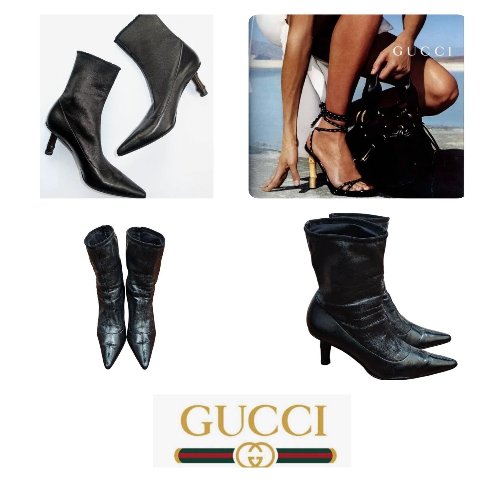 Gucci Gucci by Tom Ford S/S 2002 Bamboo Ankle Boots stretch Size US 4 / IT 34 - 18 Thumbnail
