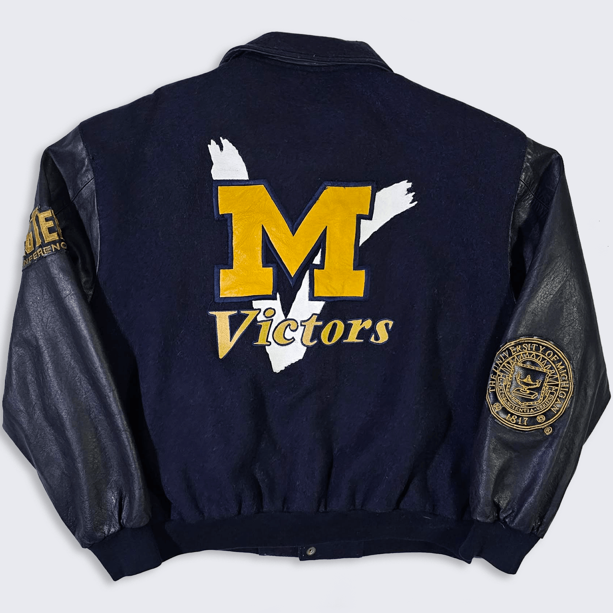 Jeff Hamilton Michigan Wolverines Vintage 90s Jeff Hamilton Varsity Jacket Size US L / EU 52-54 / 3 - 1 Thumbnail