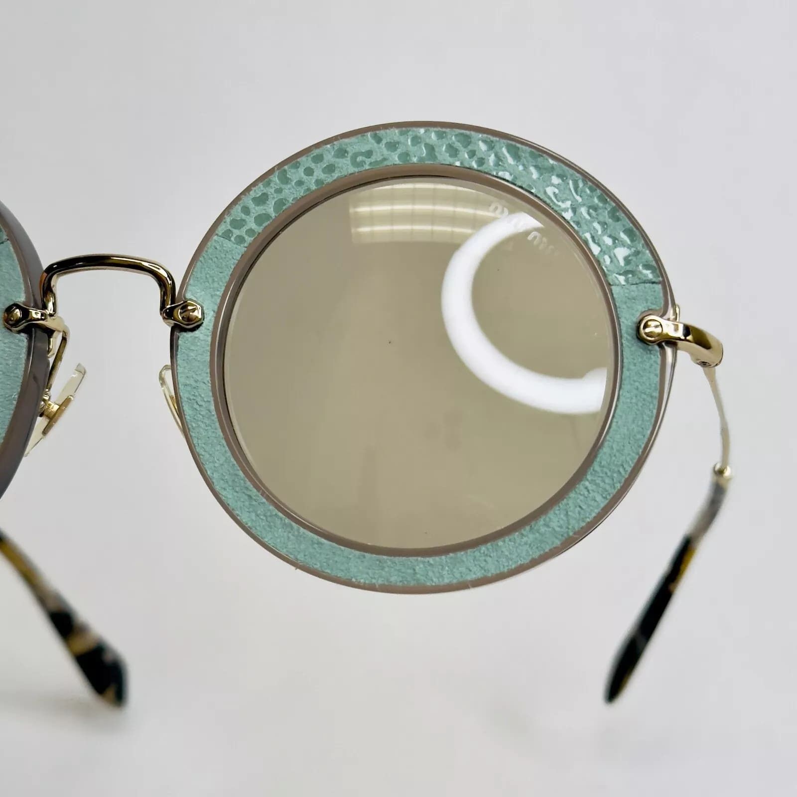 Miu Miu MIU MIU 08R ANIMAL Print LEATHER Round Sunglasses MU08RS Size ONE SIZE - 8 Thumbnail
