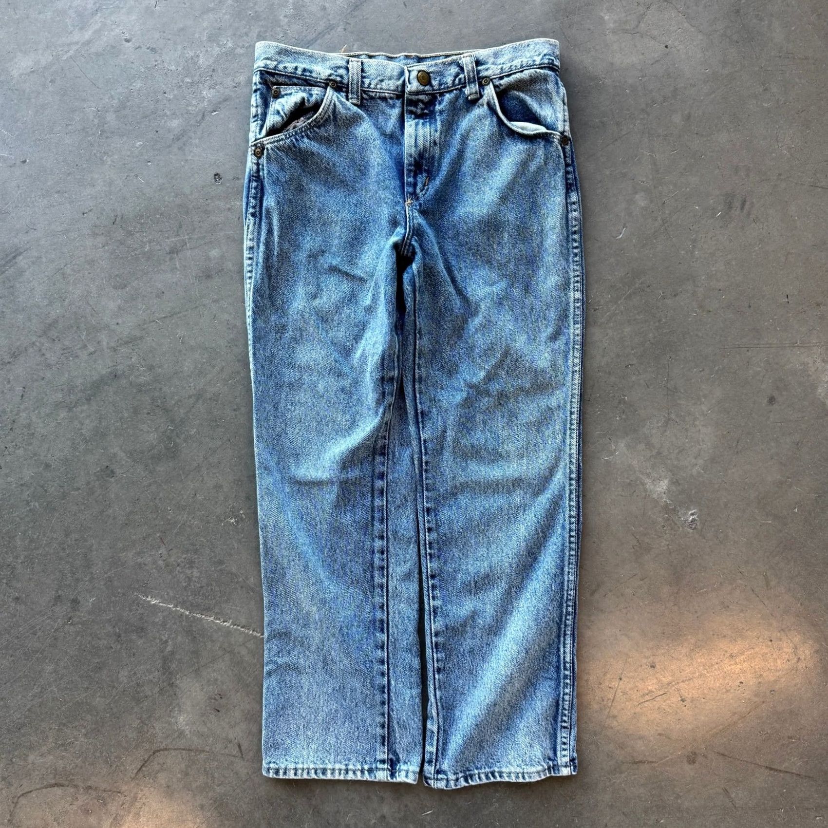 Wrangler VINTAGE Wrangler Husky Denim Wide Leg Flare Jeans Medium Wash 12/29 WOMEN 12 Regular Ankle Blue Jeans Size 34" / US 12 / IT 48 - 2 Thumbnail
