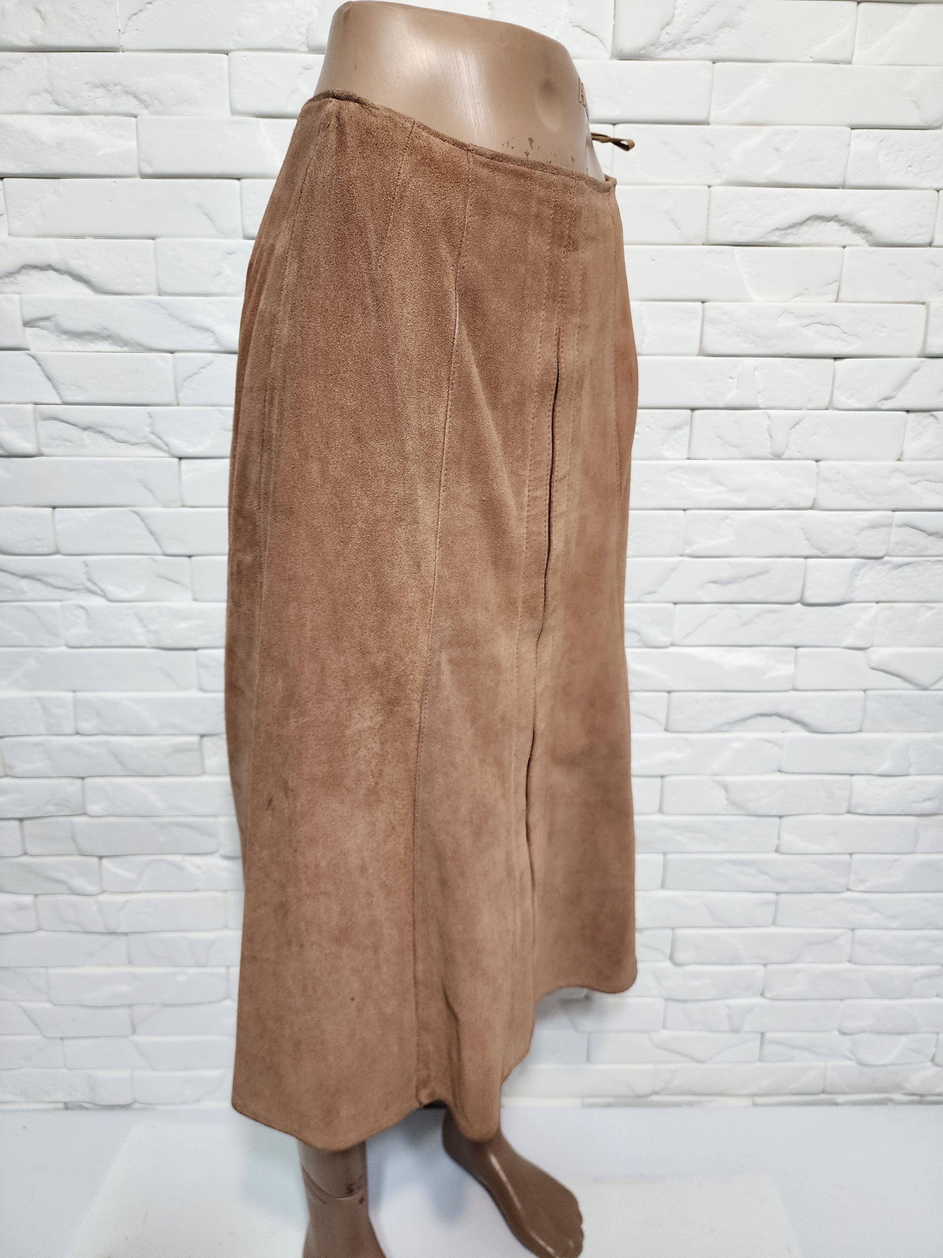 Genuine Leather Brown Suede Leather Skirt: 25" Waist Size 25" / US 0 / IT 36 - 2 Thumbnail
