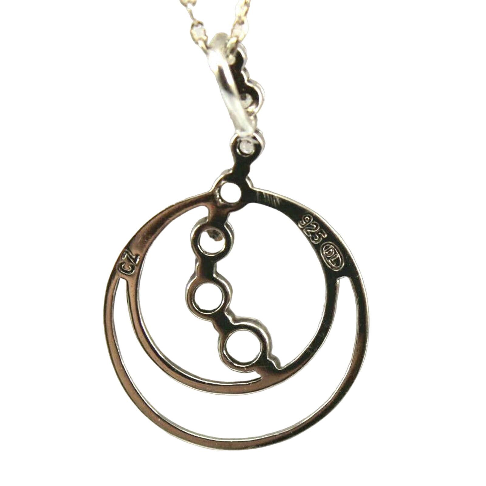 Other Sterling Silver 925 Double Circles 7 Stone CZ Pendant • 23" Size ONE SIZE - 2 Thumbnail