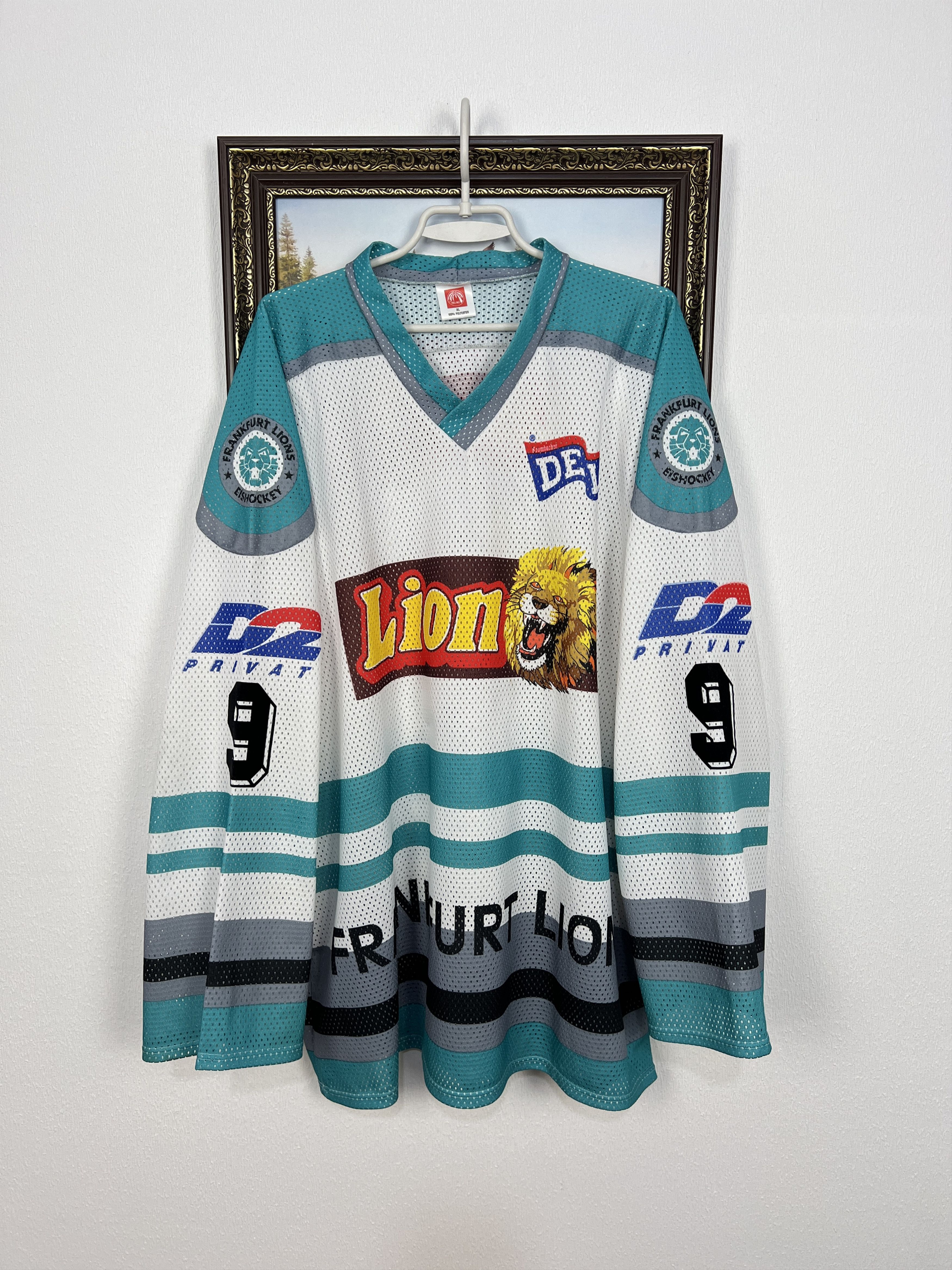 Vintage Vintage 90's Frankfurt Lions Ice Hockey #9 Ziesche Size US XL / EU 56 / 4 - 1 Thumbnail