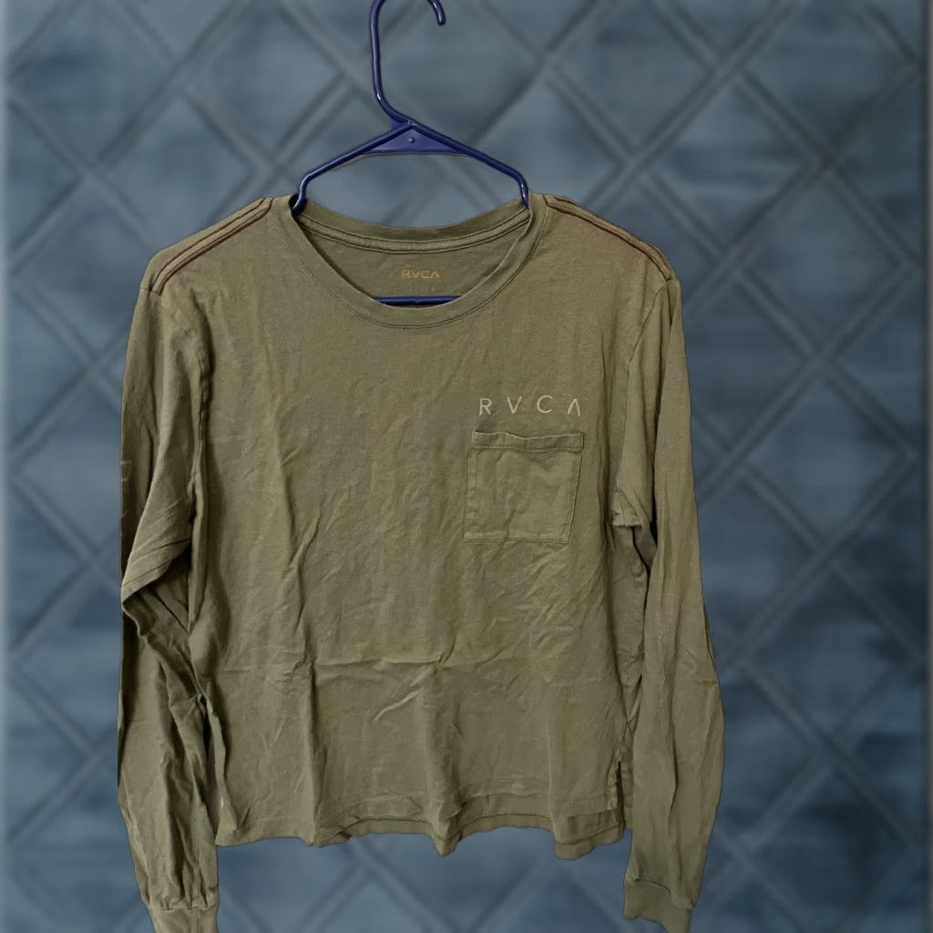 RVCA RVCA Shirt Men L Green Long Sleeve Crew Neck Casual Surf Beach T-Shirt Vintage No (if no) - 90s/Outdoor/Beach Theme - Mens Size US L / EU 52-54 / 3 - 1 Thumbnail