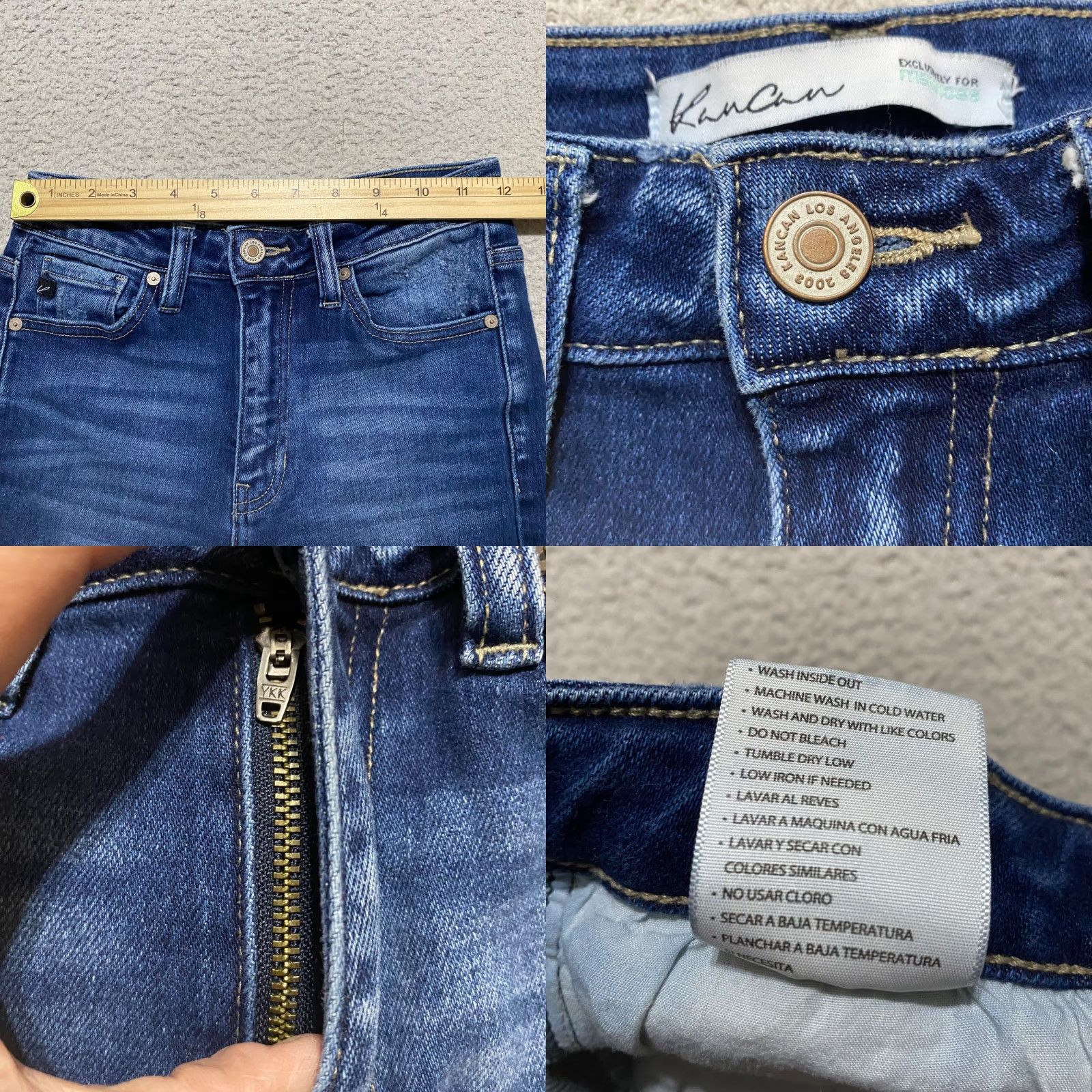 Vintage KanCan Jeans Blue Denim Dark Wash Skinny Distressed Raw Hem Womens Size 25 Regular Size 42" / US 20 - 8 Thumbnail