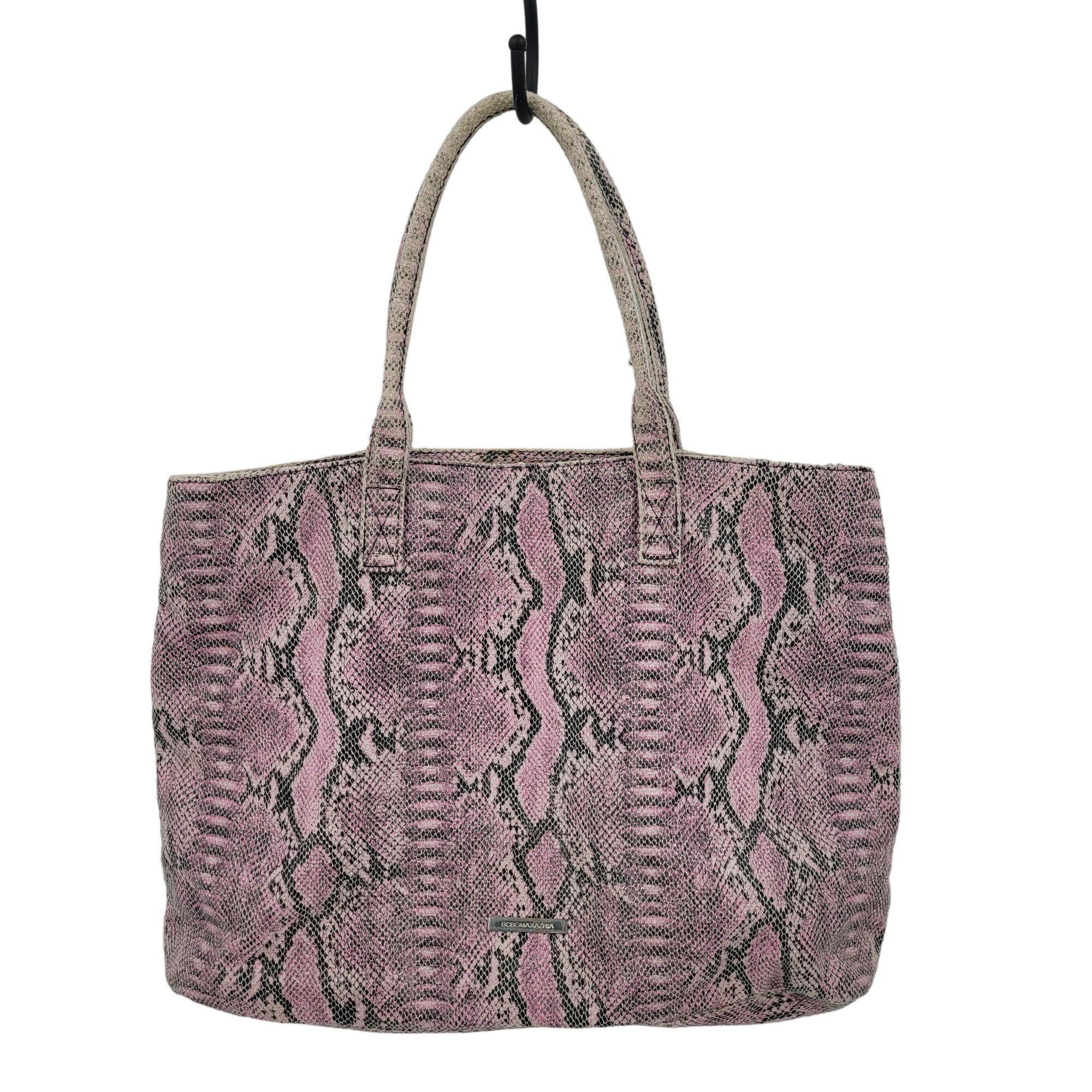 Designer BCBG Max Azria Pink Black Snake Print Vegan Tote Overnight B Size ONE SIZE - 8 Thumbnail