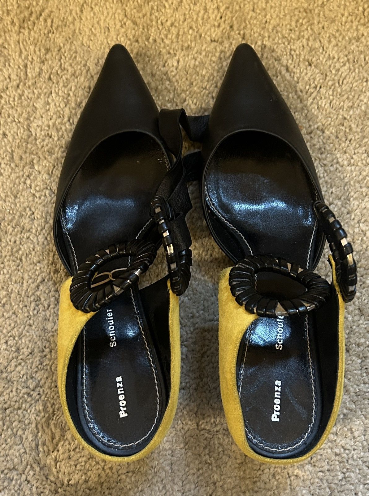Proenza Schouler Proenza Schouler Leather and Suede Black and Yellow Shoes Size US 9 / IT 39 - 7 Thumbnail