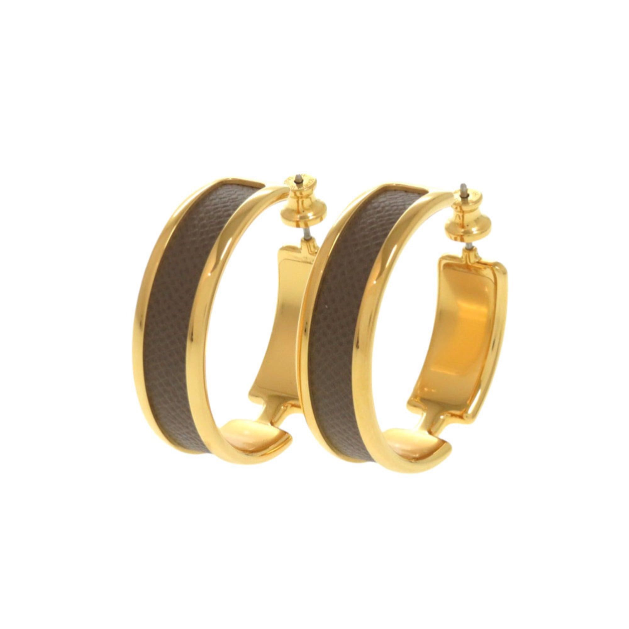 Hermes Unused Hermès Olympe Etoupe earrings with gold hardware, 1567 HERMES Size ONE SIZE - 1 Thumbnail