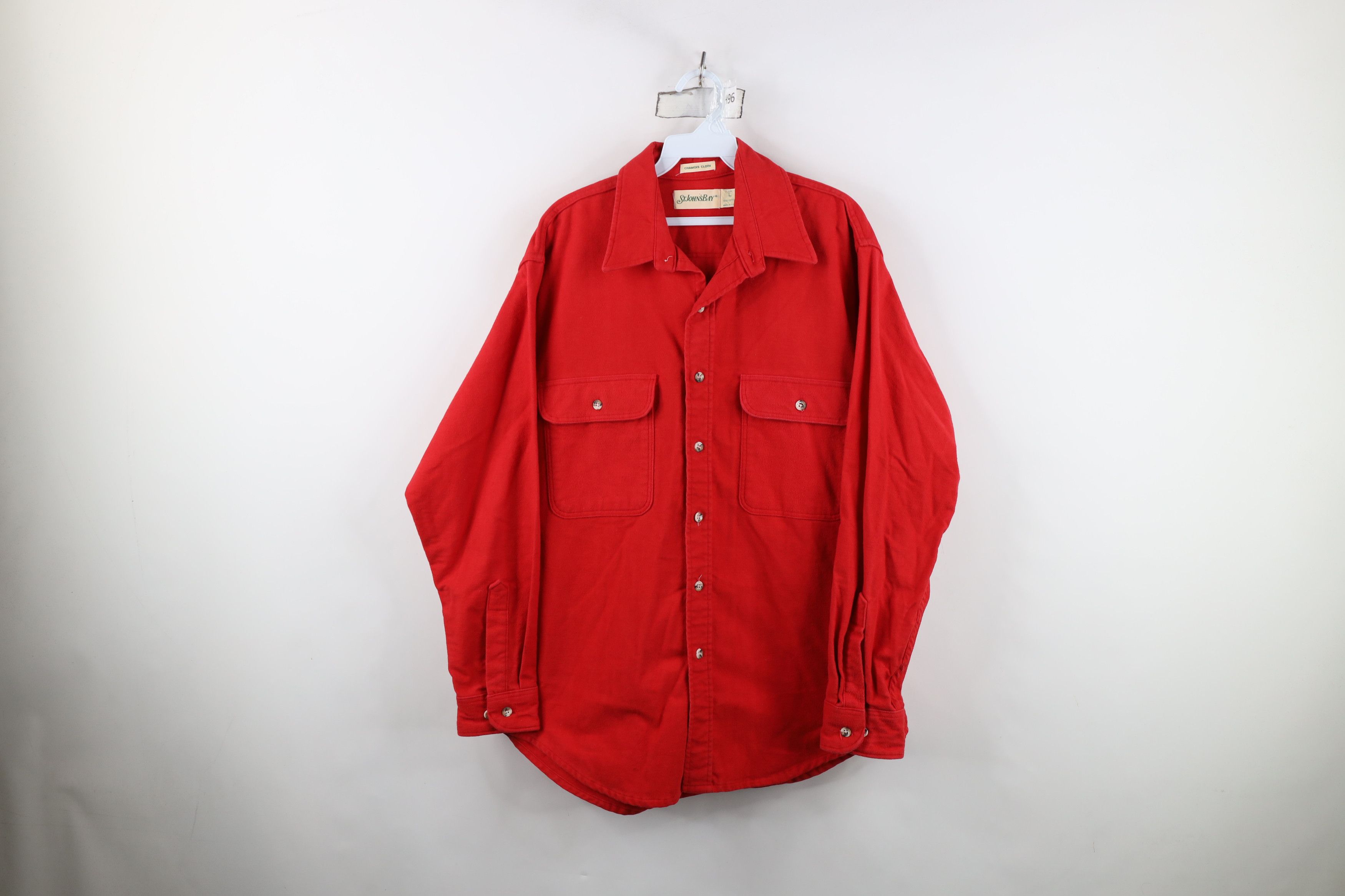 Vintage Vintage 70s Streetwear Cloth Button Shirt Red USA Cotton Size US L / EU 52-54 / 3 - 1 Thumbnail