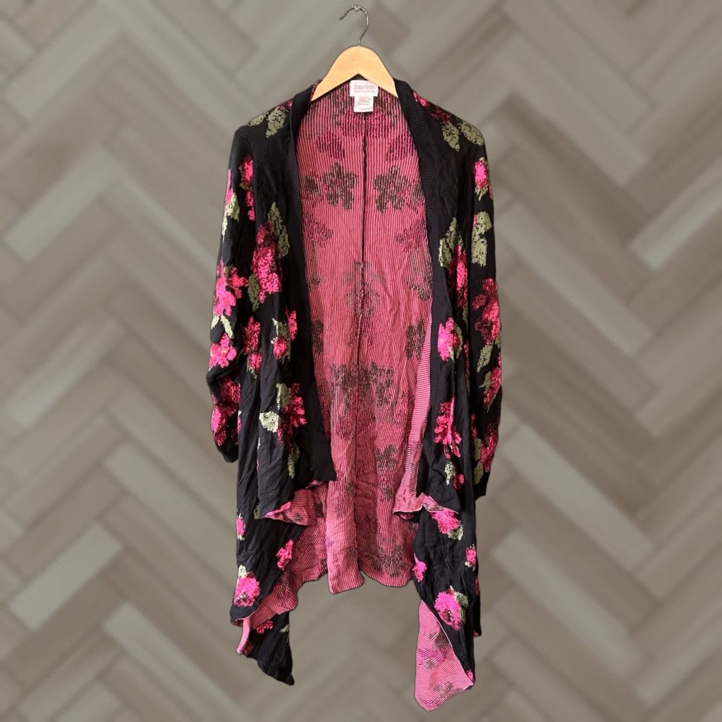 Vintage Jamie Gries Cardigan Womens 3X Black Floral Sweater Long Sleeve Plus Size Size XXL / US 16-18 / IT 52-54 - 1 Thumbnail