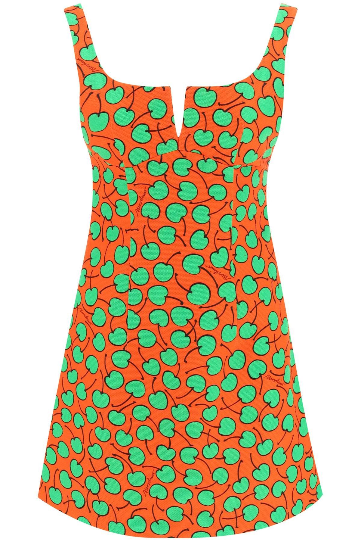 image of Moschino Cherry Print Short Dress in Arancio, Women's (Size Small)