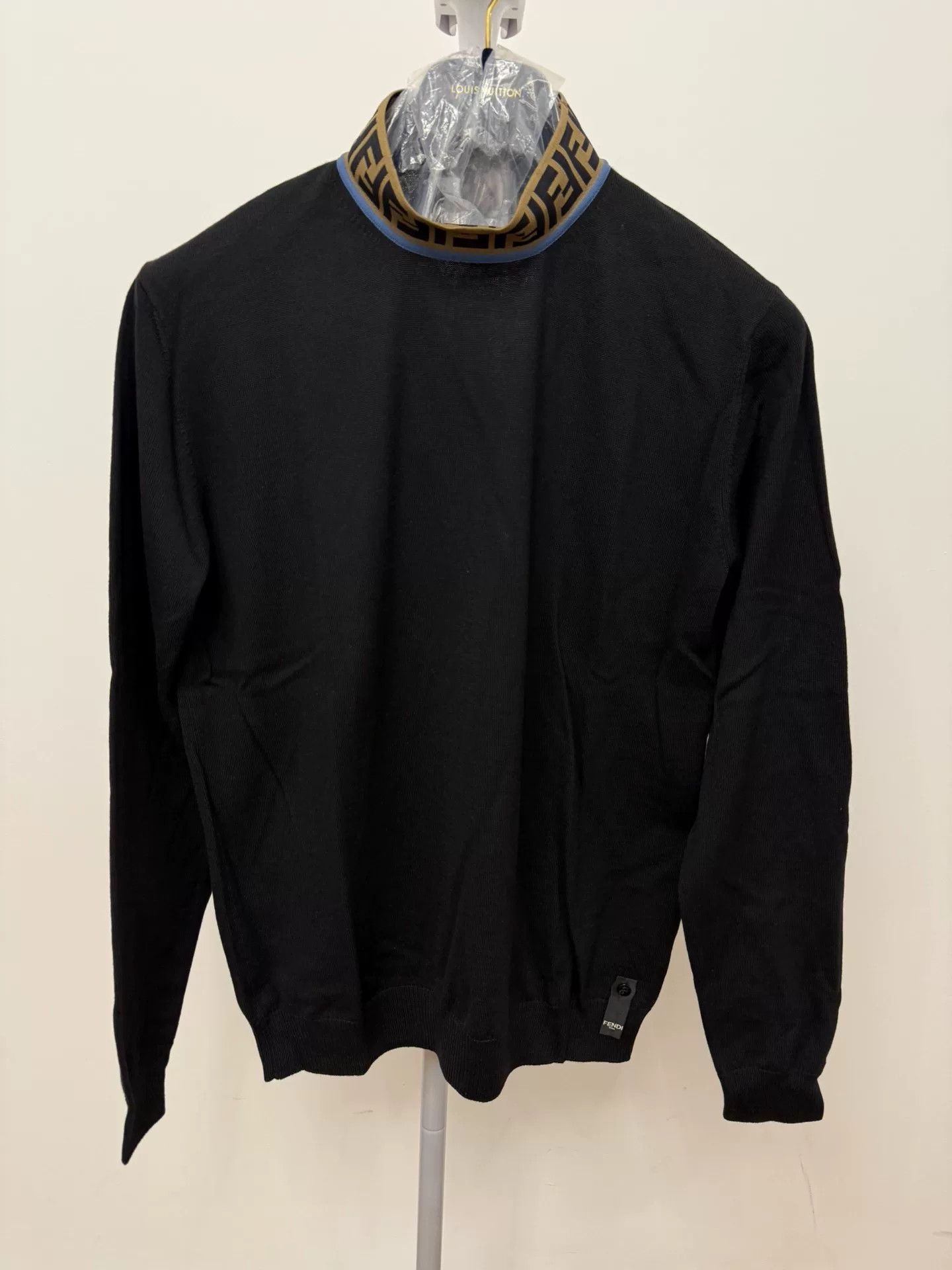 Fendi Fendi Black Wool Pullover with Logo Design Size US L / EU 52-54 / 3 - 1 Thumbnail