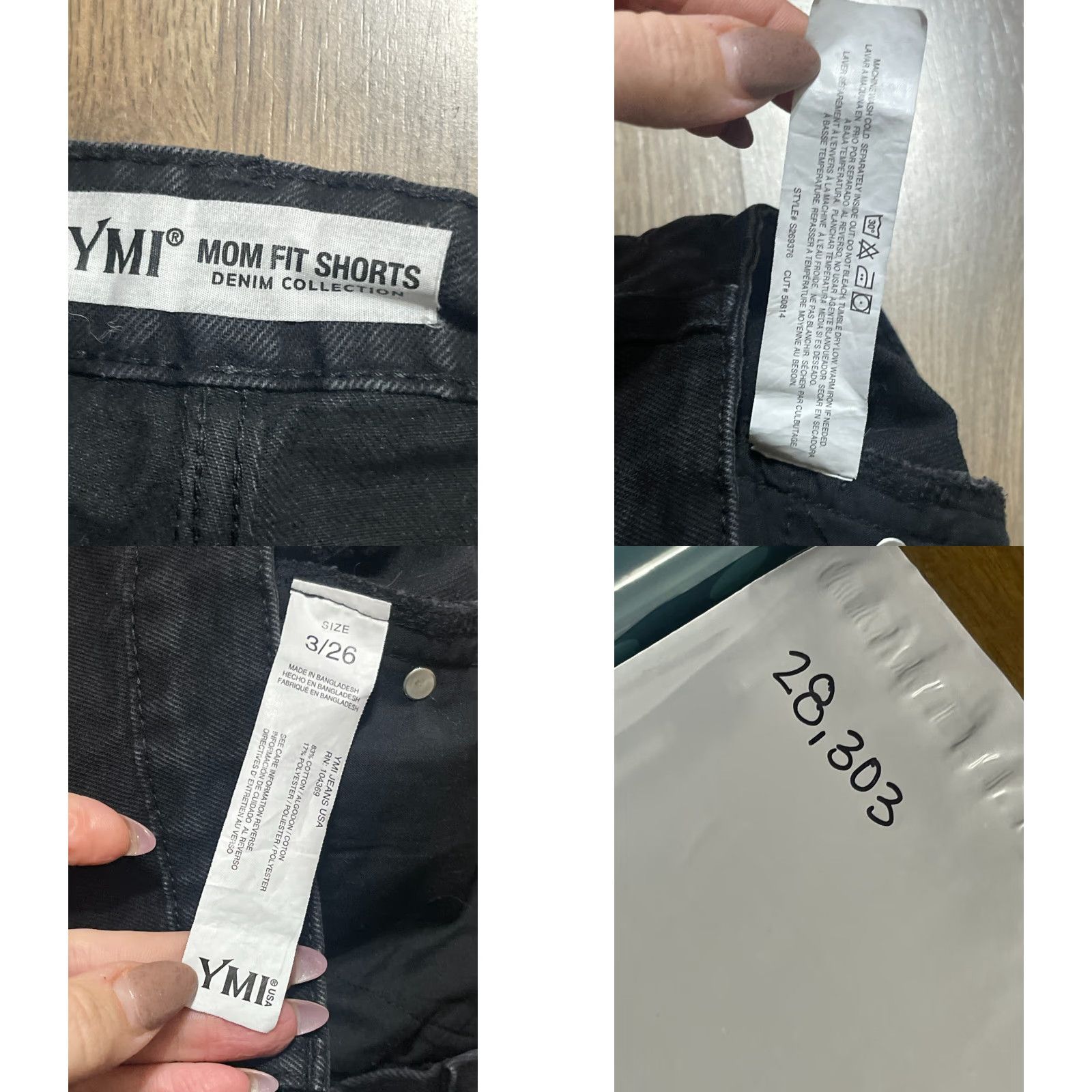 Vintage YMI Shorts Women's 3/26 Black Denim Mom Fit Cut-Off Raw Hem Regular Inseam 3.5 in Size 26" / US 2 / IT 38 - 8 Thumbnail