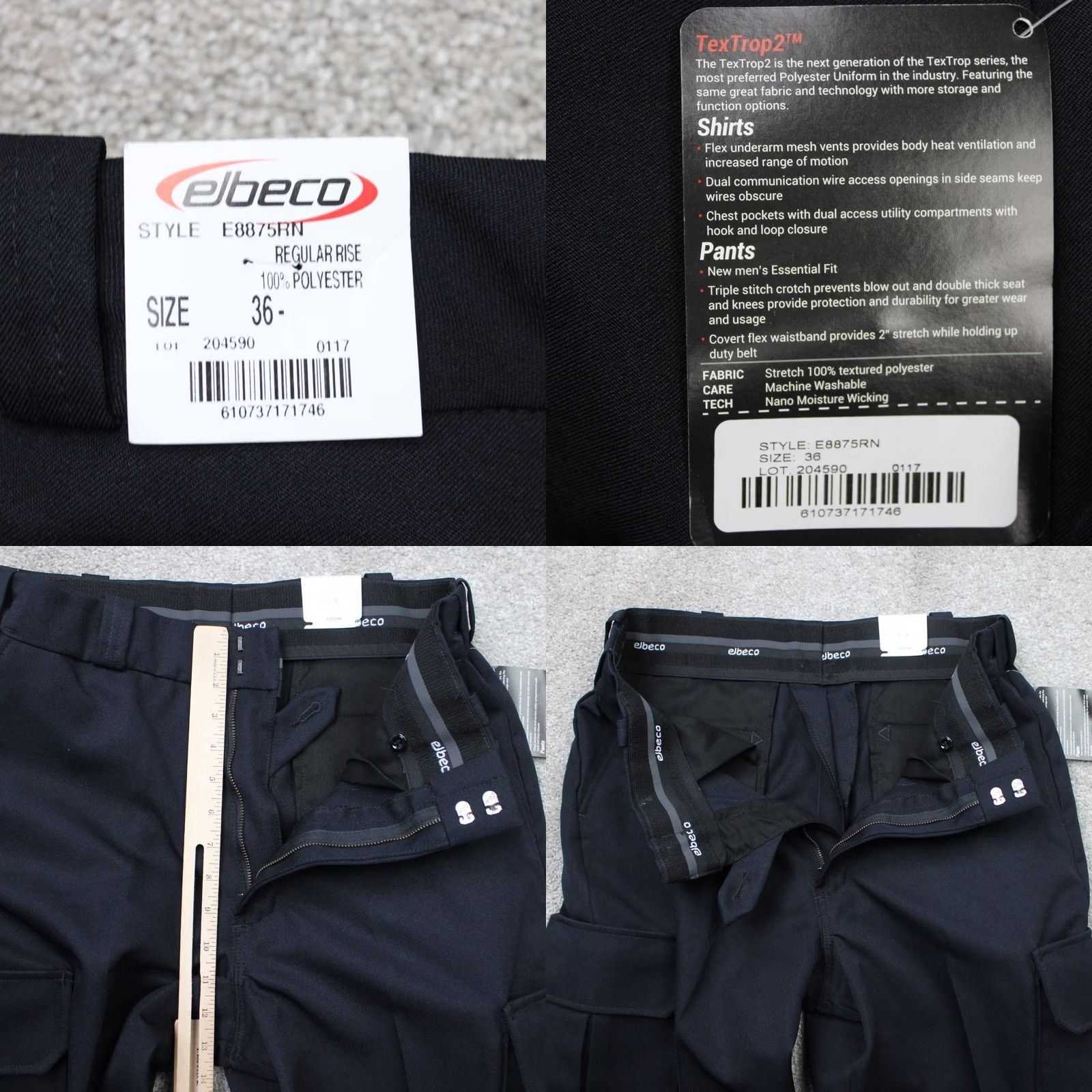 Vintage Elbeco Pants Men 36 Navy Blue TexTrop2 Cargo Pocket Unhemmed Polyester E8875 Size US 36 / EU 52 - 8 Thumbnail