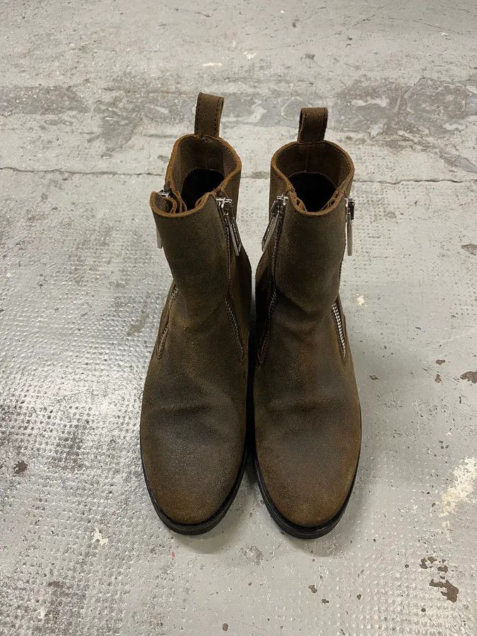 Dsquared2 2010s Dsquared2 Double Front Zip Raw Brown Leather Boots Size US 7 / EU 40 - 4 Thumbnail