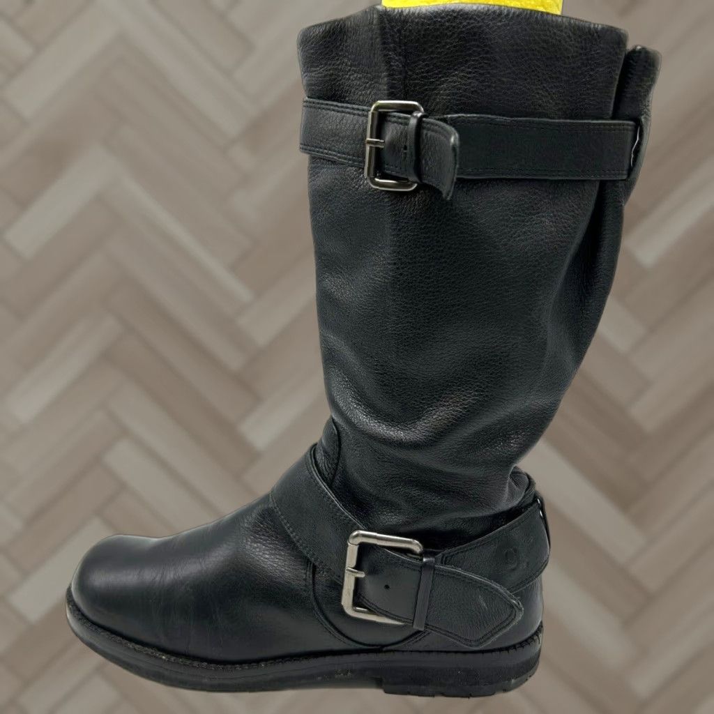 Vintage Gentle Souls Boots Womens 8 M Riding Buckle Moto Black Leather Soft Buttery Read Size US 8 / IT 38 - 1 Thumbnail