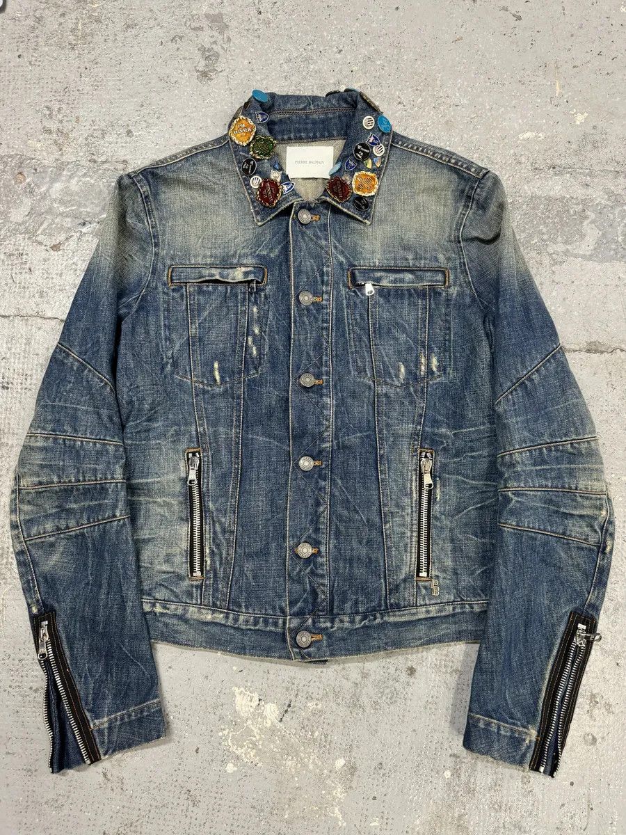 Pierre Balmain SS2012 Pierre Balmain Winner Pins Faded Denim Jacket Size US M / EU 48-50 / 2 - 1 Thumbnail