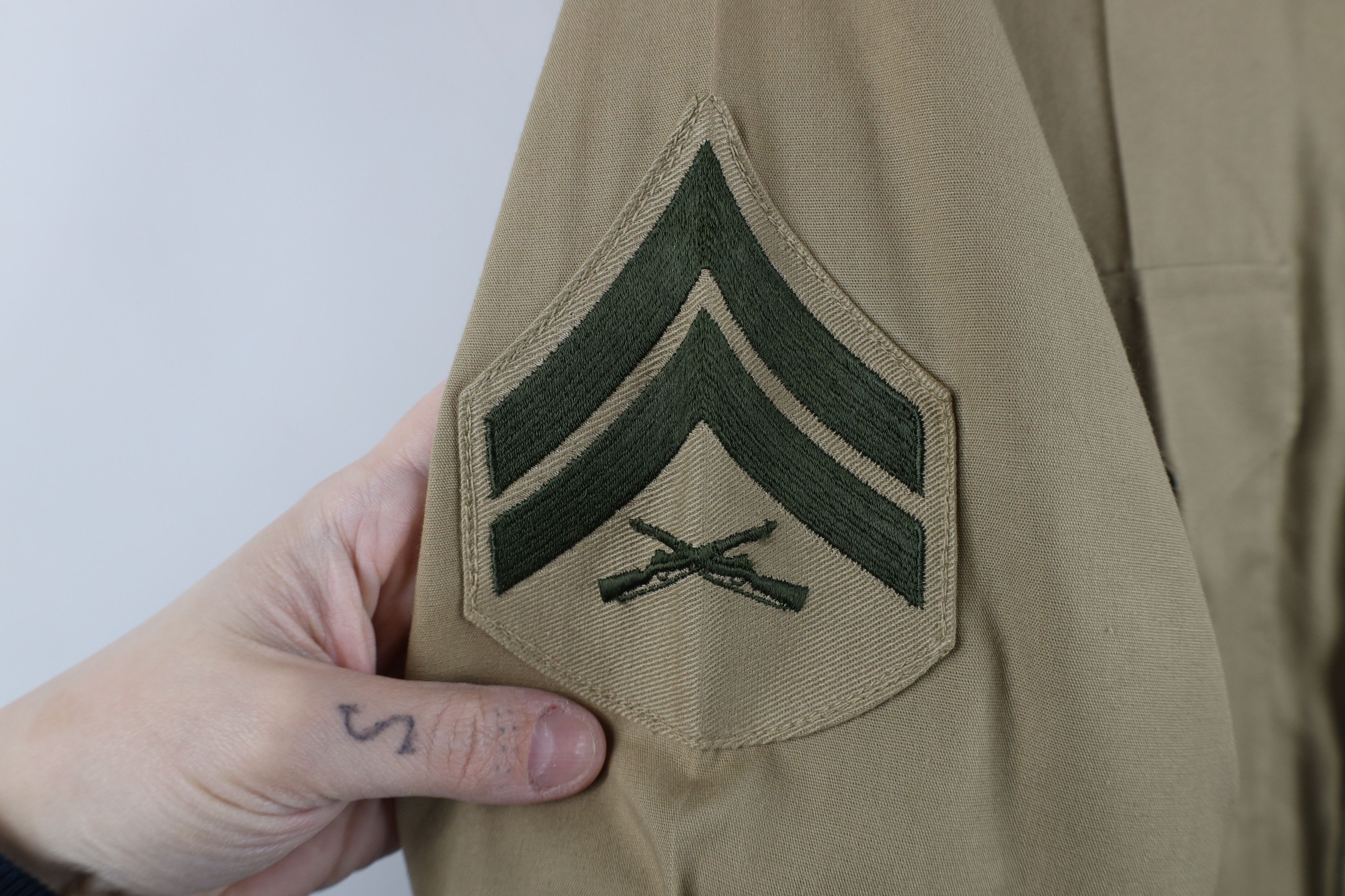 Vintage Vintage 80s Military Marines Collared Button Shirt Khaki USA Size US M / EU 48-50 / 2 - 8 Thumbnail