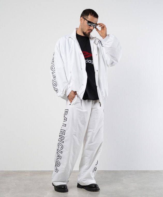 Balenciaga o1la1rc1a0425 Tracksuit Pant Track Nylon in White/Black Size US 30 / EU 46 - 2 Thumbnail