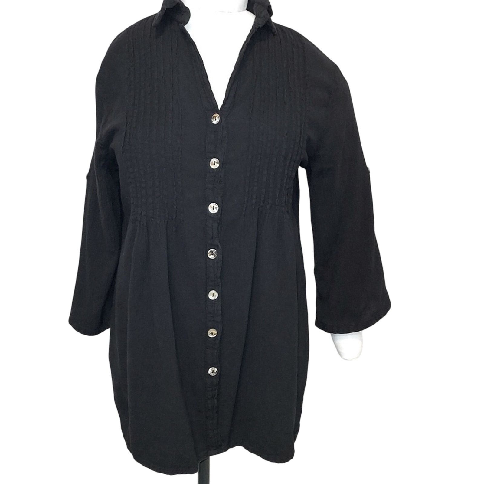 Other Vintage Dunes Black Shell Shirt Button Up Blouse Top Size L / US 10 / IT 46 - 1 Thumbnail