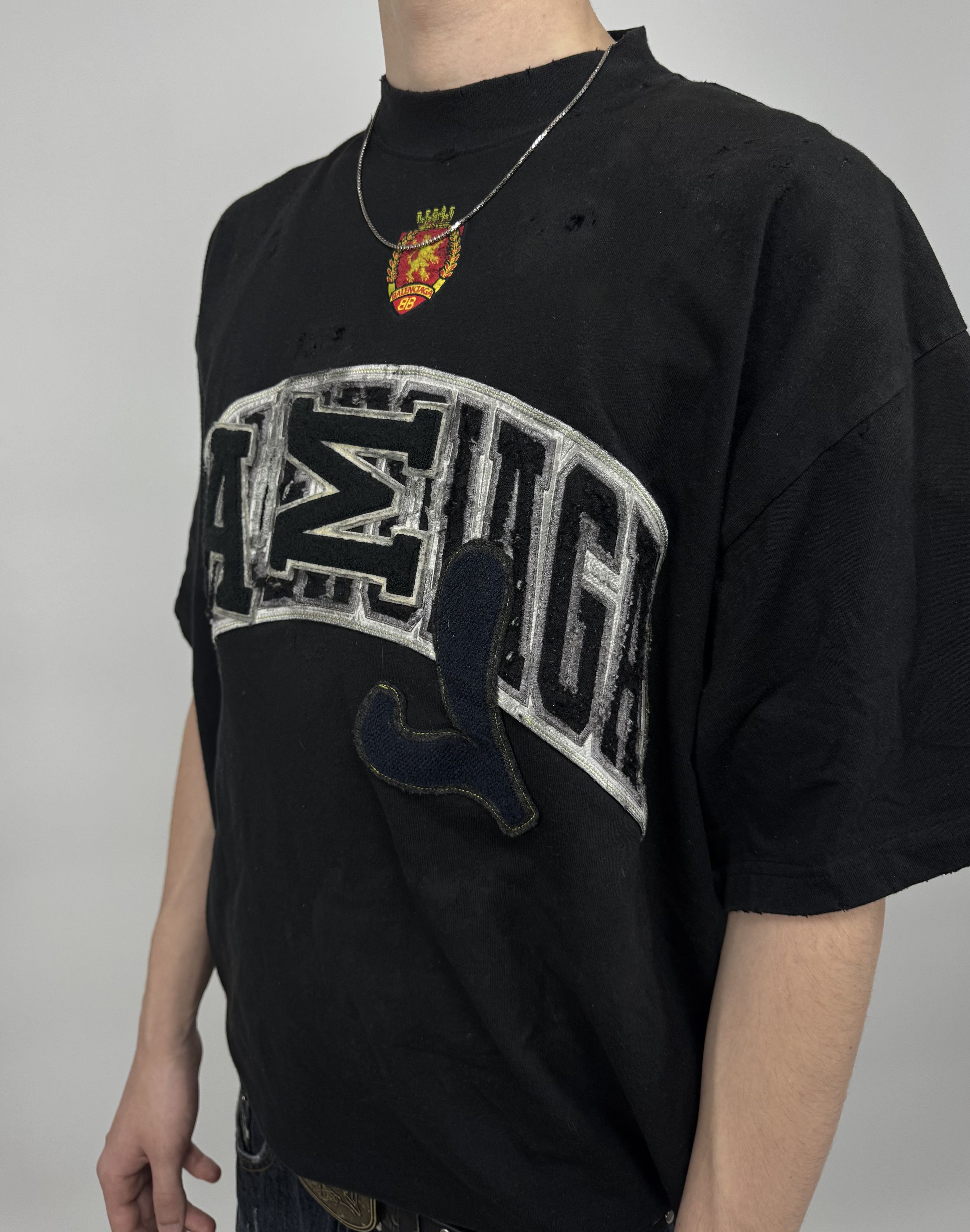 Balenciaga Oversized Distressed Logo-Appliquéd Cotton-Jersey T-Shirt Size US M / EU 48-50 / 2 - 3 Thumbnail