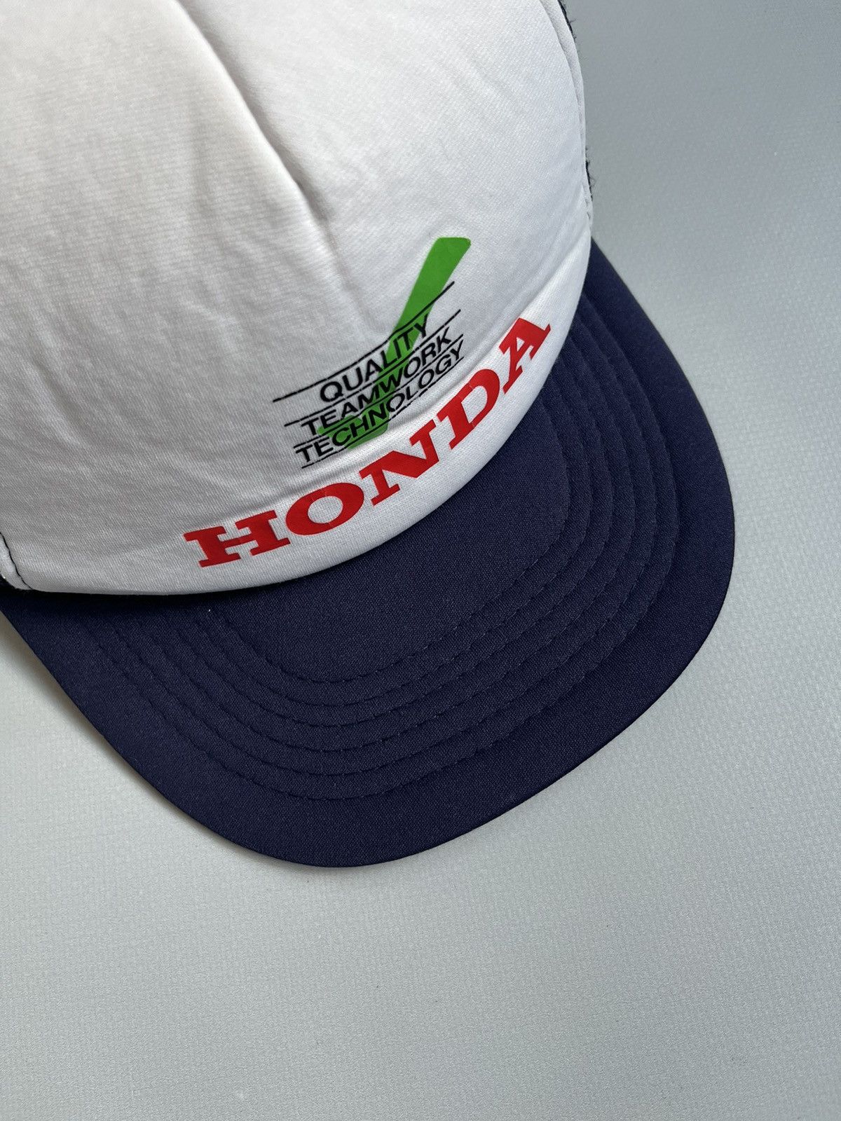 Honda Vintage 90s HONDA Polyester Blue White Trucker Cap Size ONE SIZE - 2 Thumbnail