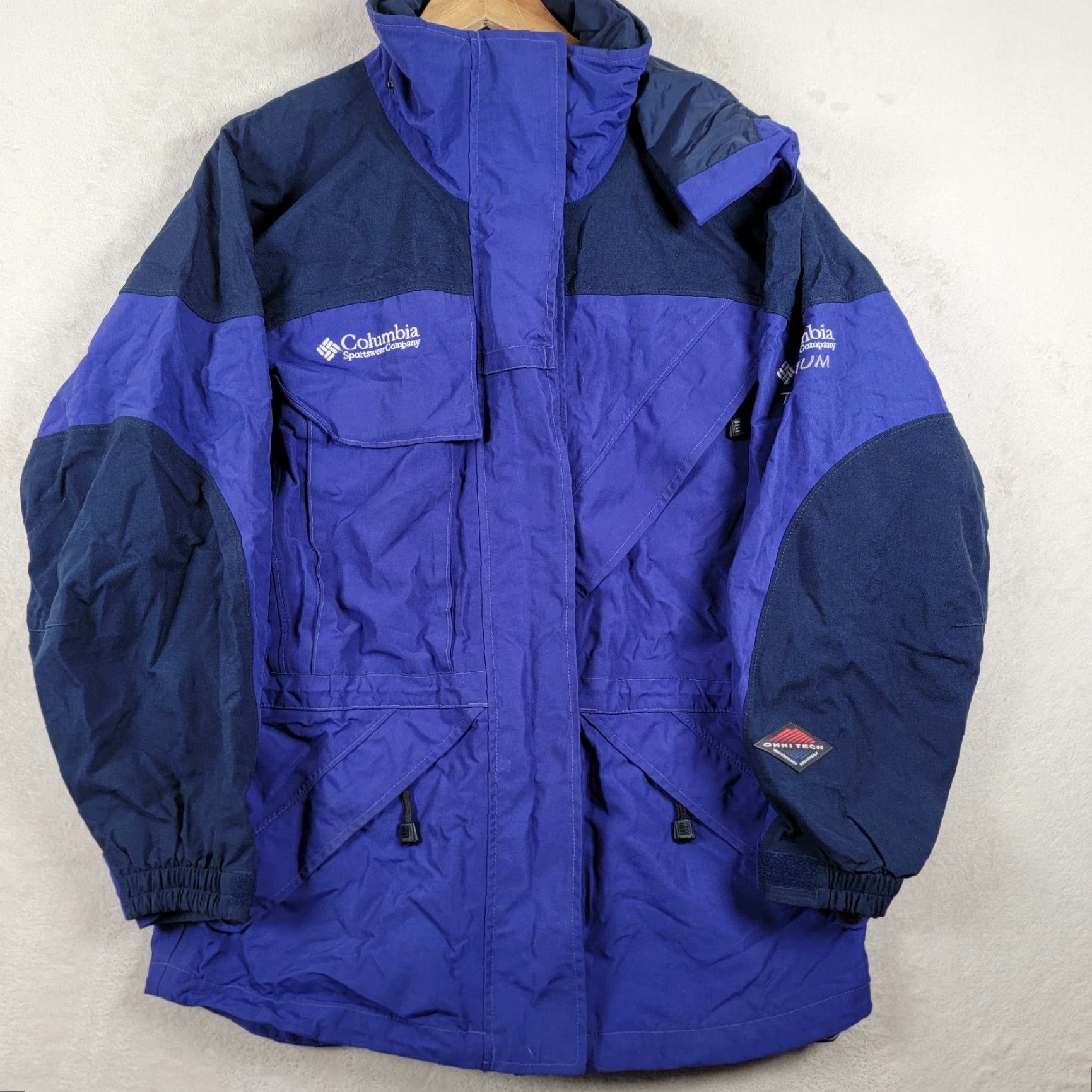 Vintage Columbia Titanium Womens Jacket L Omnitech Waterproof Blue Black Zip Hooded Pockets Size L / US 10 / IT 46 - 2 Thumbnail