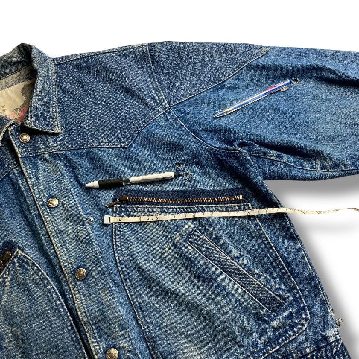 Kapital 🇯🇵 MOD BEAUTE DISTRESSED MUD WASHED BUTTON UP DENIM JACKET Size US L / EU 52-54 / 3 - 4 Thumbnail
