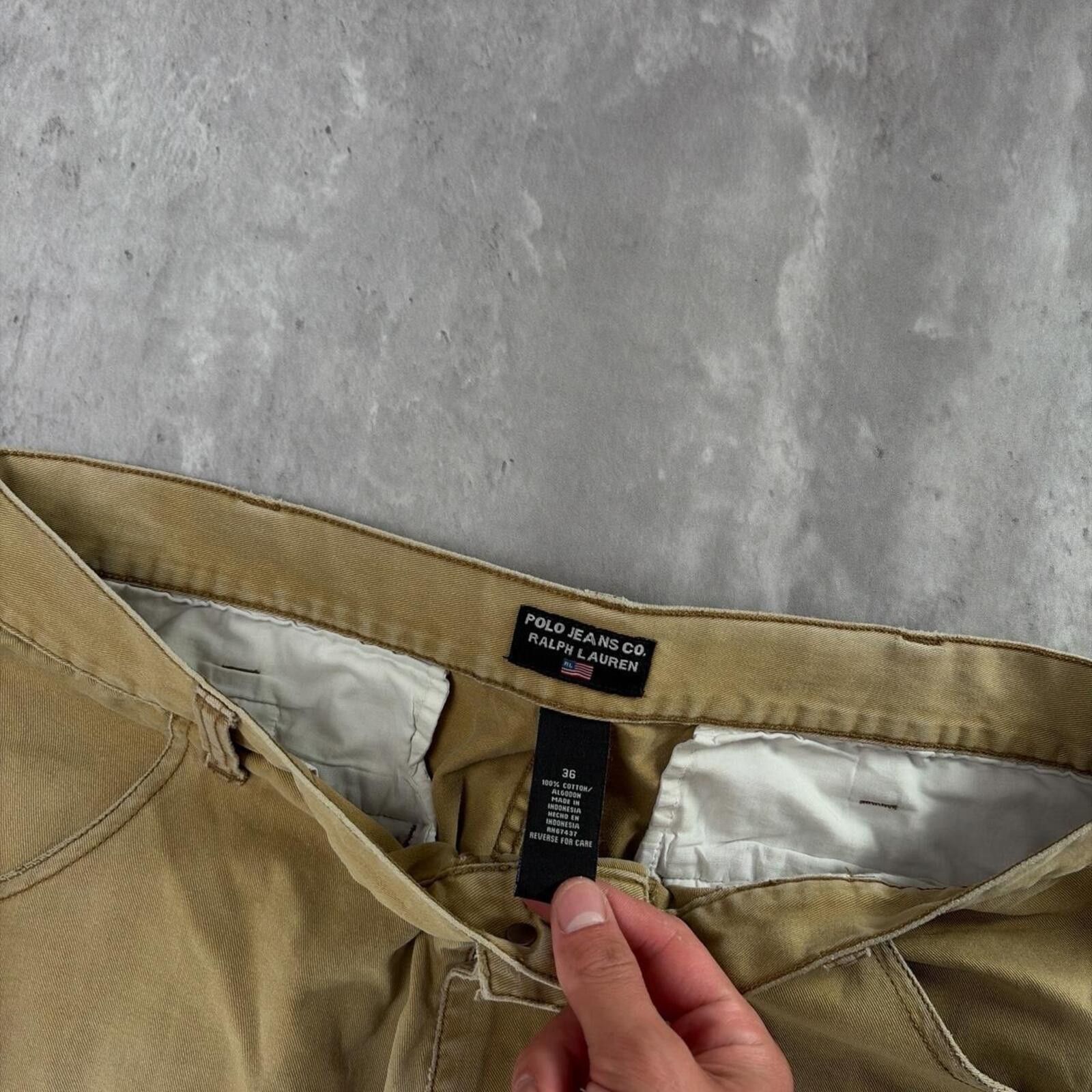 Polo Ralph Lauren Y2K Tan Polo Jeans Company Grunge Baggy Skater Cargo Shorts Size US 36 / EU 52 - 5 Thumbnail
