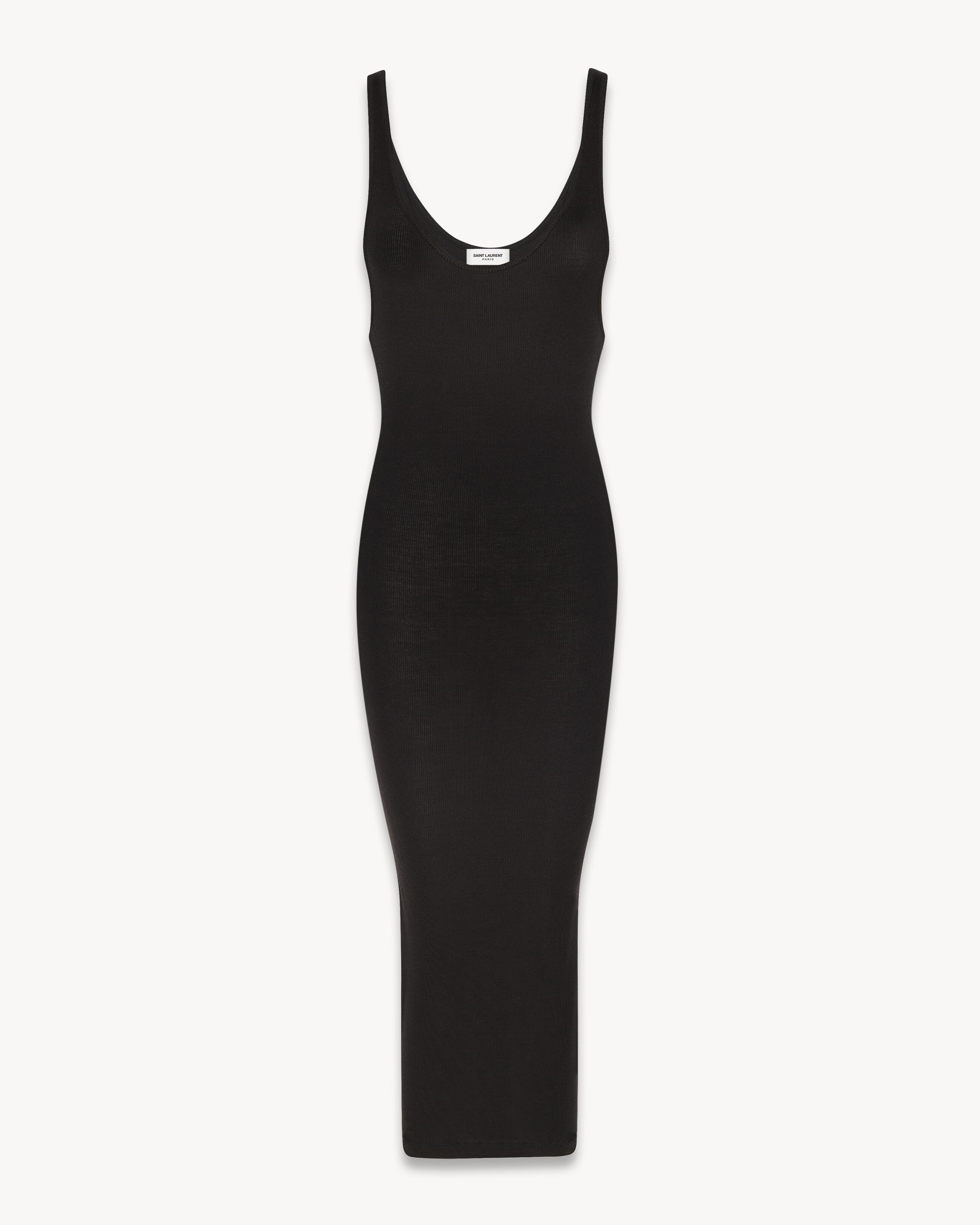 Saint Laurent Paris o1s1wg111024 Tank Top Dress in Ribbed in Black Size M / US 6-8 / IT 42-44 - 1 Preview
