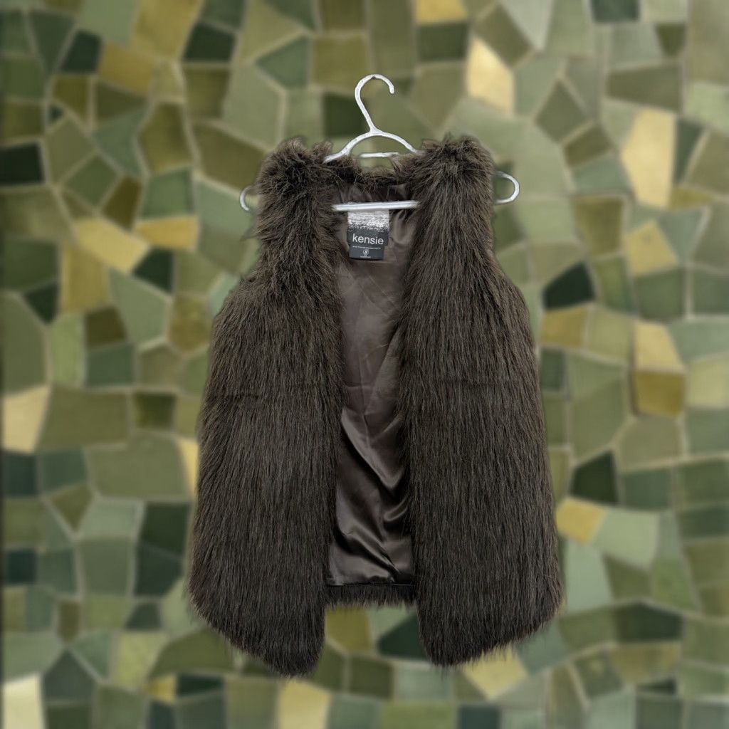 Vintage Kensie Womens Vest Small Brown Faux Fur Sleeveless Lined Open Front Vest Womens N/Women's Vest Brown Fur Trim Open Front Sleeveless Casual Travel 90s? Size S / US 4 / IT 40 - 1 Thumbnail