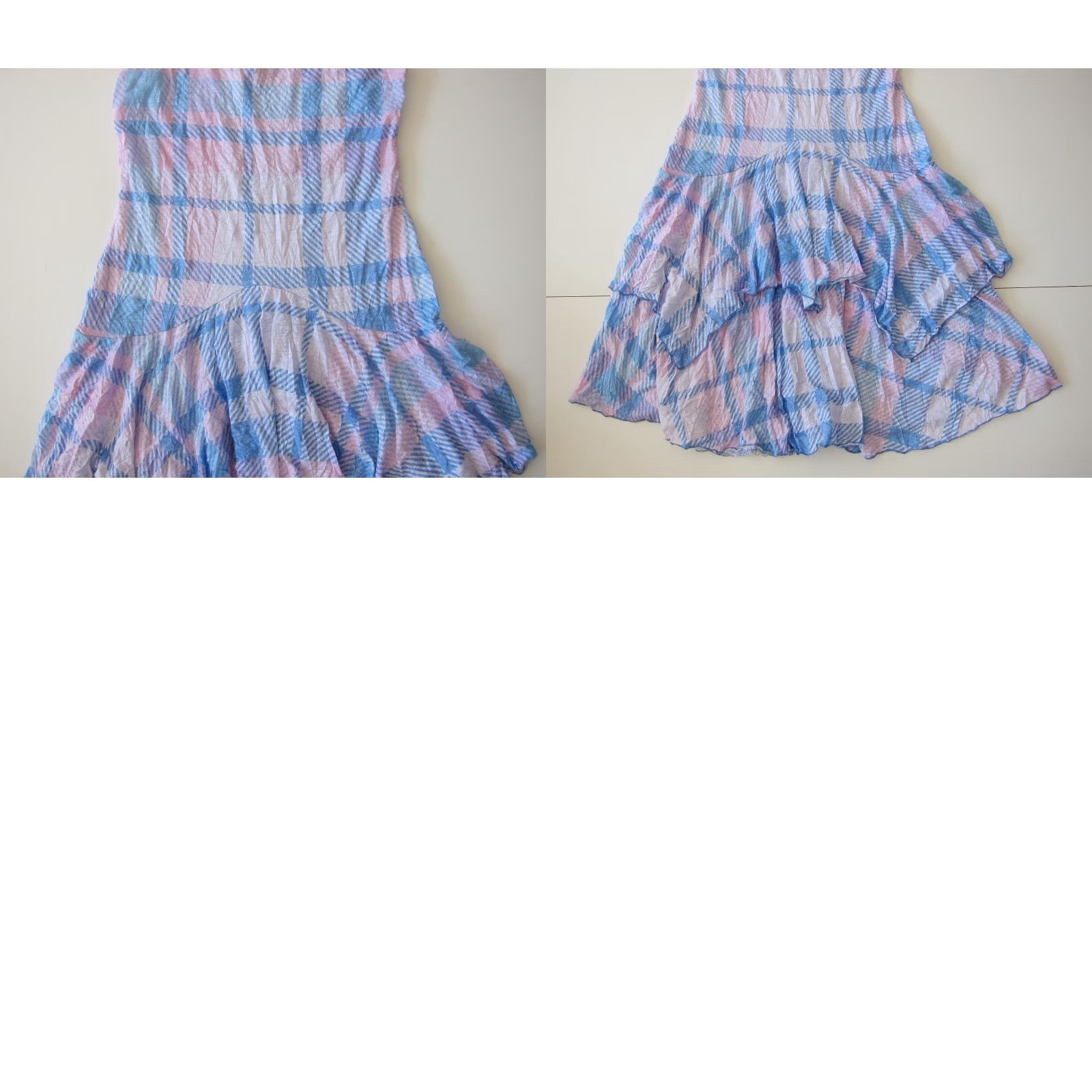 Pinko Carine Pink Blue White Plaid Rayon Striped Layered Tank Dress Women Medium Size M / US 6-8 / IT 42-44 - 8 Thumbnail