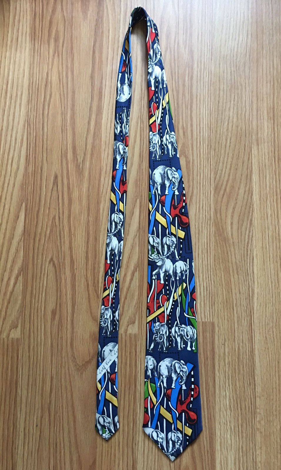 Designer Rolf Knie LEHNER Elephant Design Print Silk Mens Tie Size ONE SIZE - 7 Thumbnail
