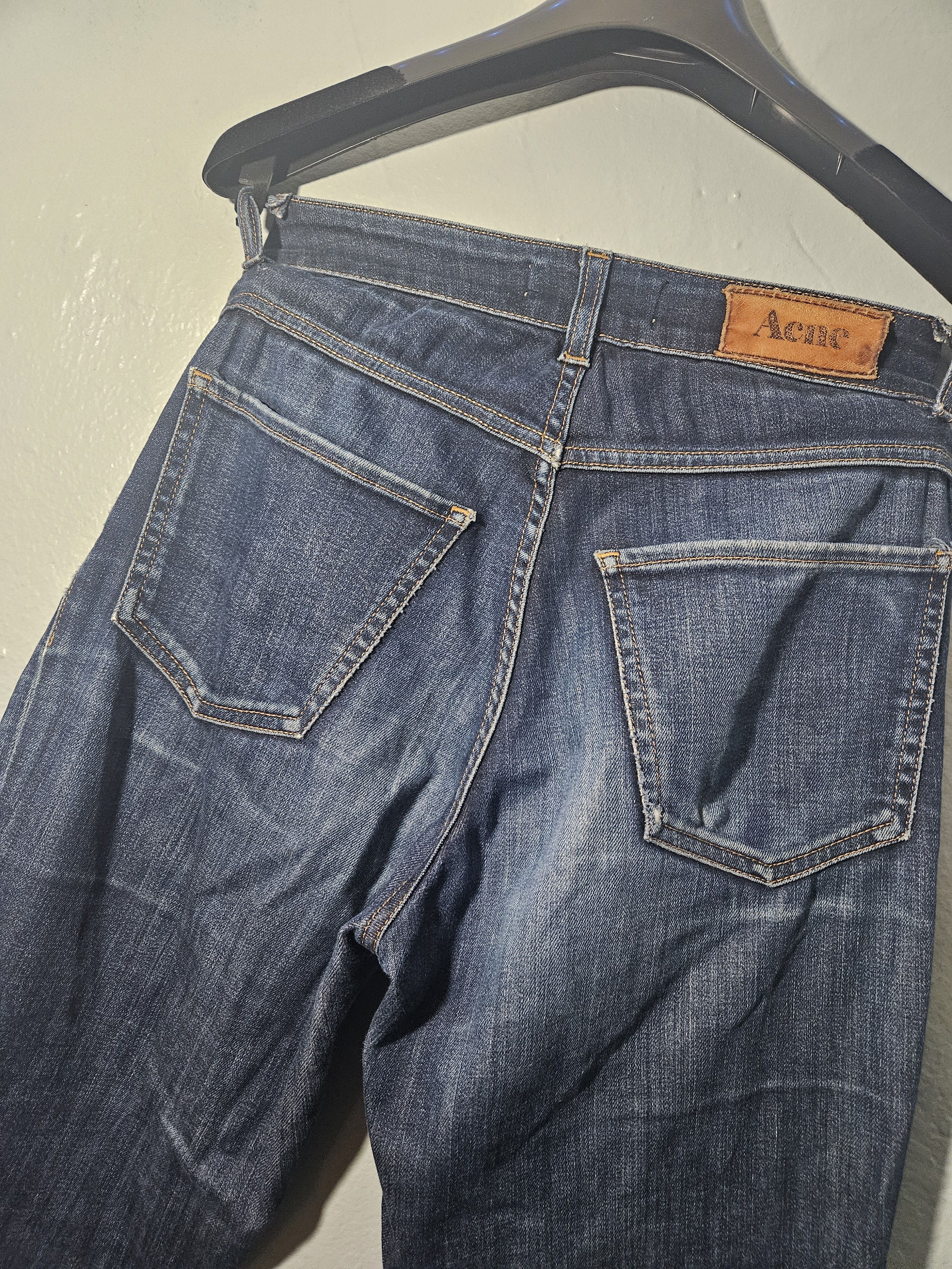 Acne Studios Dark Blue Leather Patch Vintage High Rise Denim Jeans Size 26" / US 2 / IT 38 - 3 Thumbnail