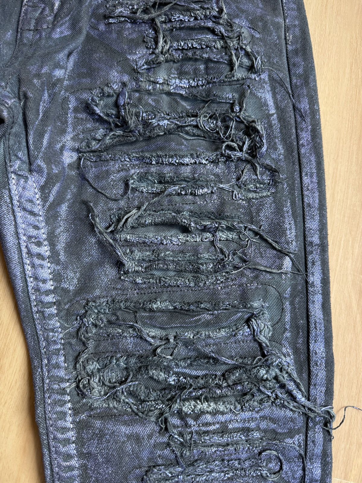 Other Distressed Skinny Jeans Heavy Rips Waxed Size US 32 / EU 48 - 4 Thumbnail