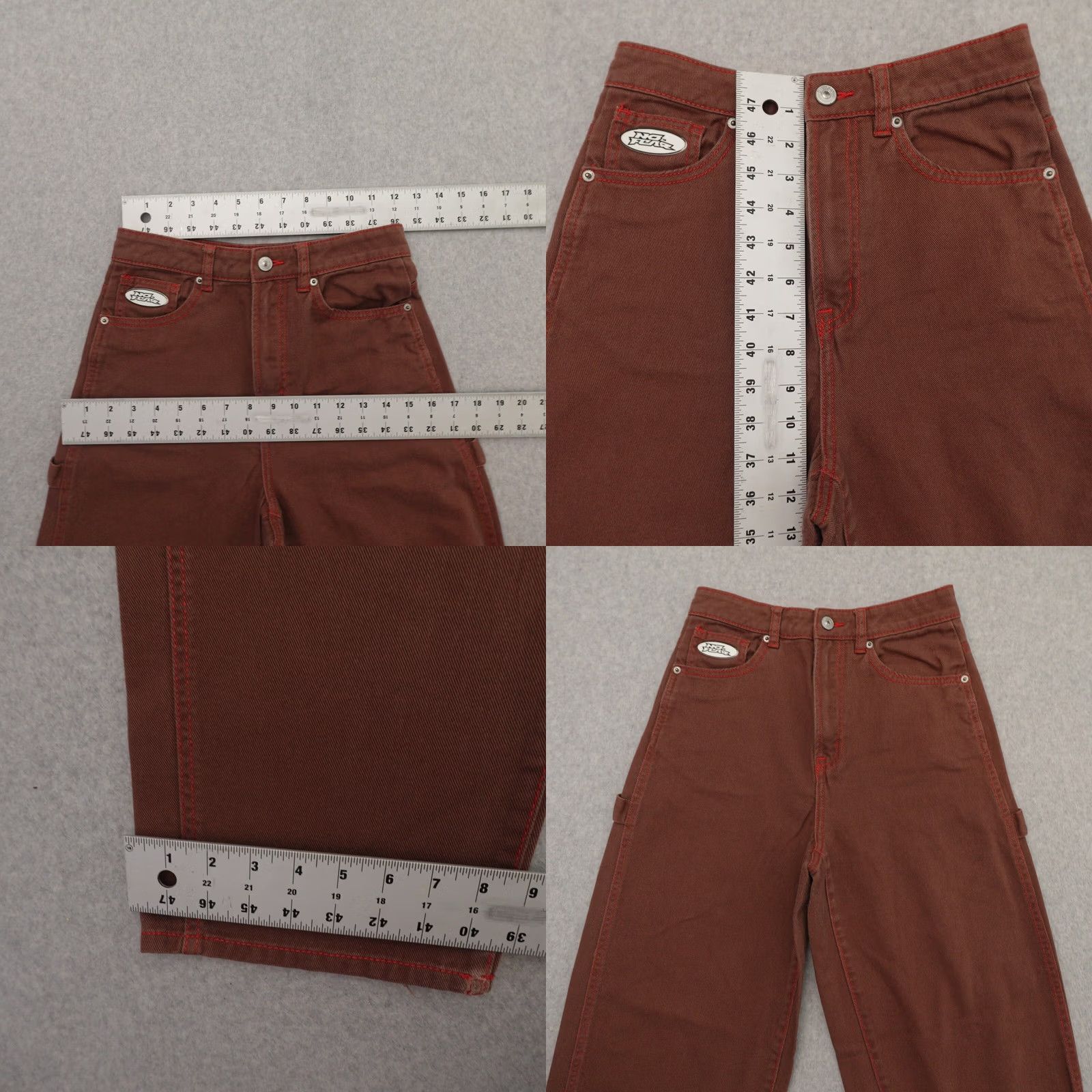 H&M NO FEAR X H&M Womens Jeans Wide-Leg Retro Brown Size 2 Color Brown Adult Womens Complete Measurements In Pictures Size 26" / US 2 / IT 38 - 8 Thumbnail