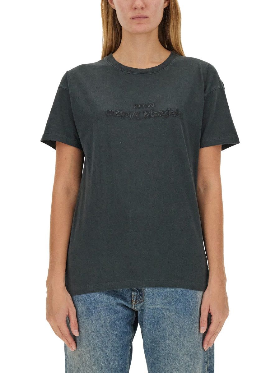 Maison Margiela MAISON MARGIELA T-SHIRT WITH LOGO - BLACK Size M / US 6-8 / IT 42-44 - 1 Thumbnail