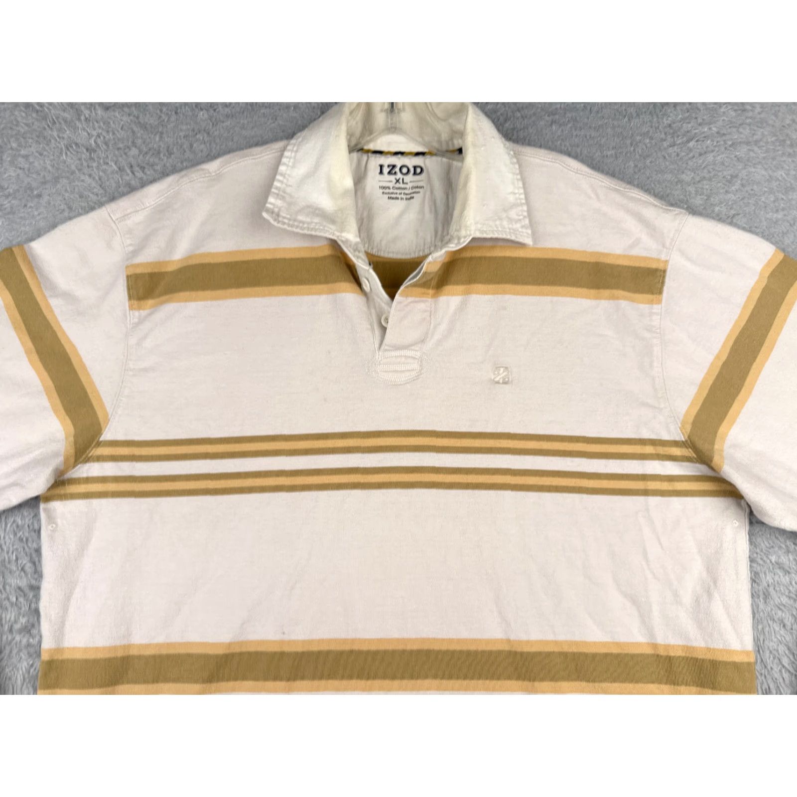 Izod IZOD Polo Shirt Men XL White Striped Jersey Long Sleeve - Casual, Workwear, Activewear (Mens) Size US XL / EU 56 / 4 - 4 Thumbnail