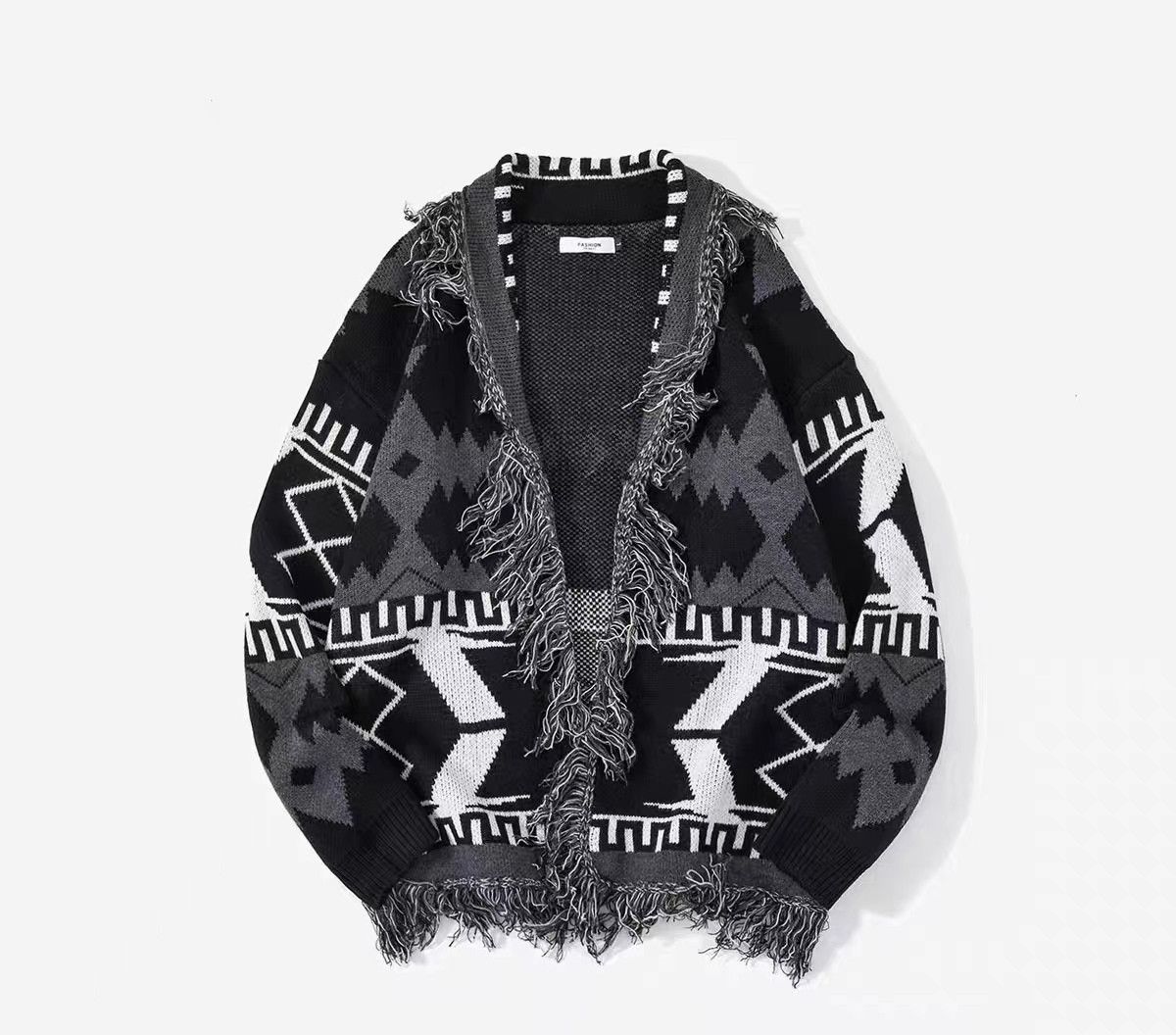 Japanese Brand × Vintage Retro Japanese raw edge knitted cardigan jacket Size US L / EU 52-54 / 3 - 4 Thumbnail