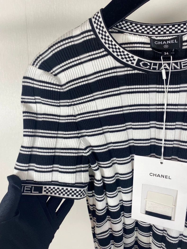 Chanel Chanel Striped Knit Short Sleeve Top -2505 Size US S / EU 44-46 / 1 - 6 Thumbnail