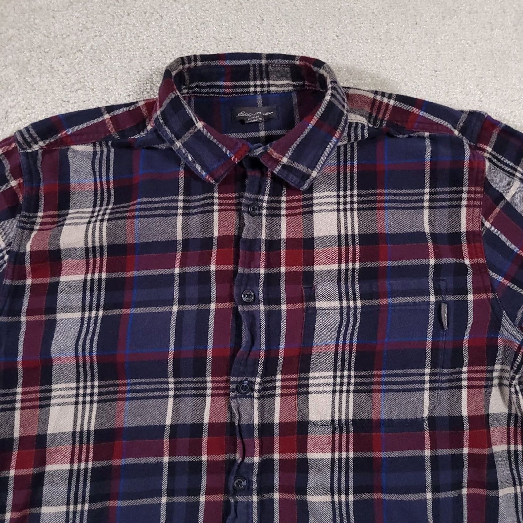 Eddie Bauer Eddie Bauer Flannel Shirt Mens Large Blue Red Plaid Long Sleeve Button Up Cotton Size US L / EU 52-54 / 3 - 3 Thumbnail