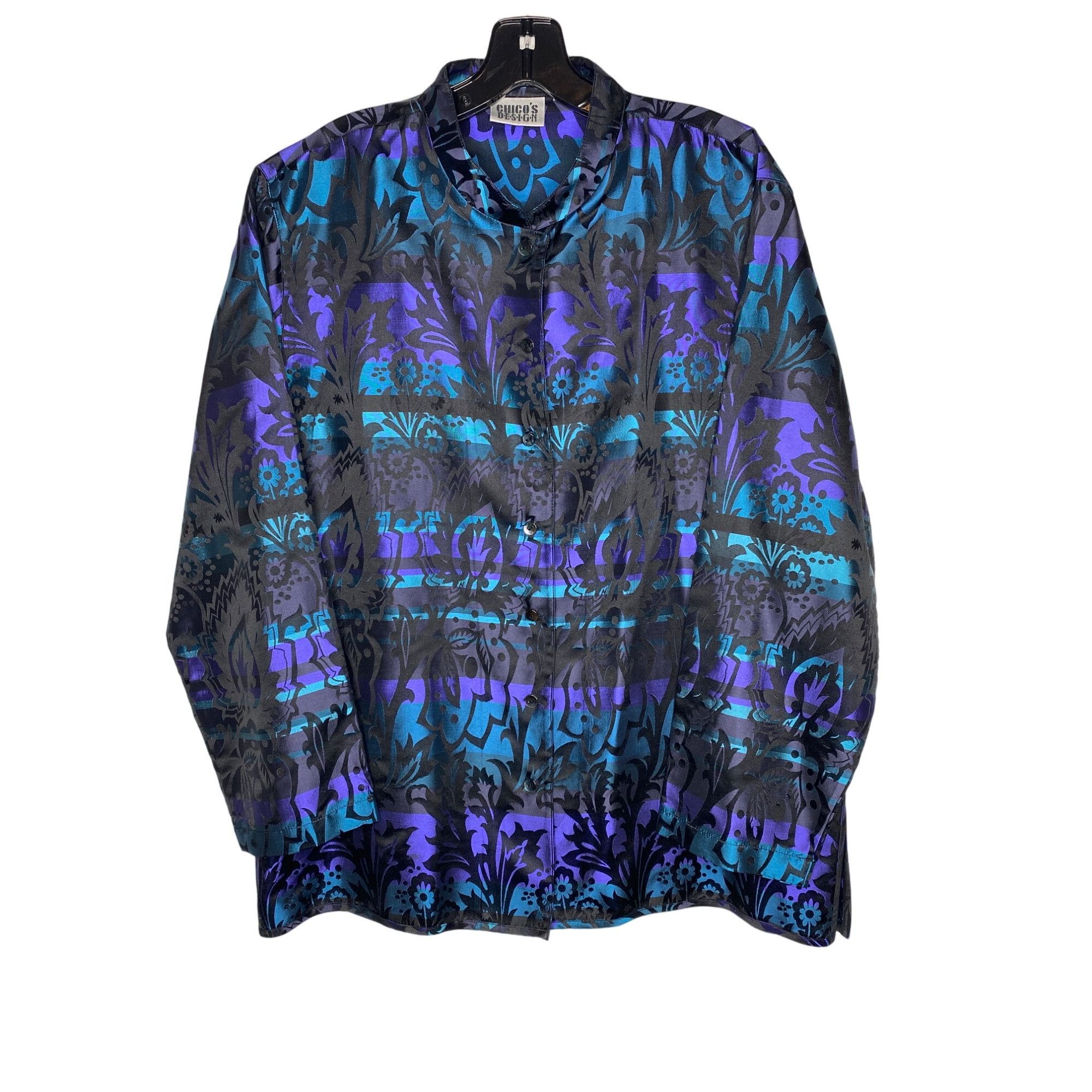 Chicos VINTAGE EARLY YEARS CHICO'S WOMEN'S PURPLE/BLUE SILK BUTTON Size XL / US 12-14 / IT 48-50 - 1 Thumbnail