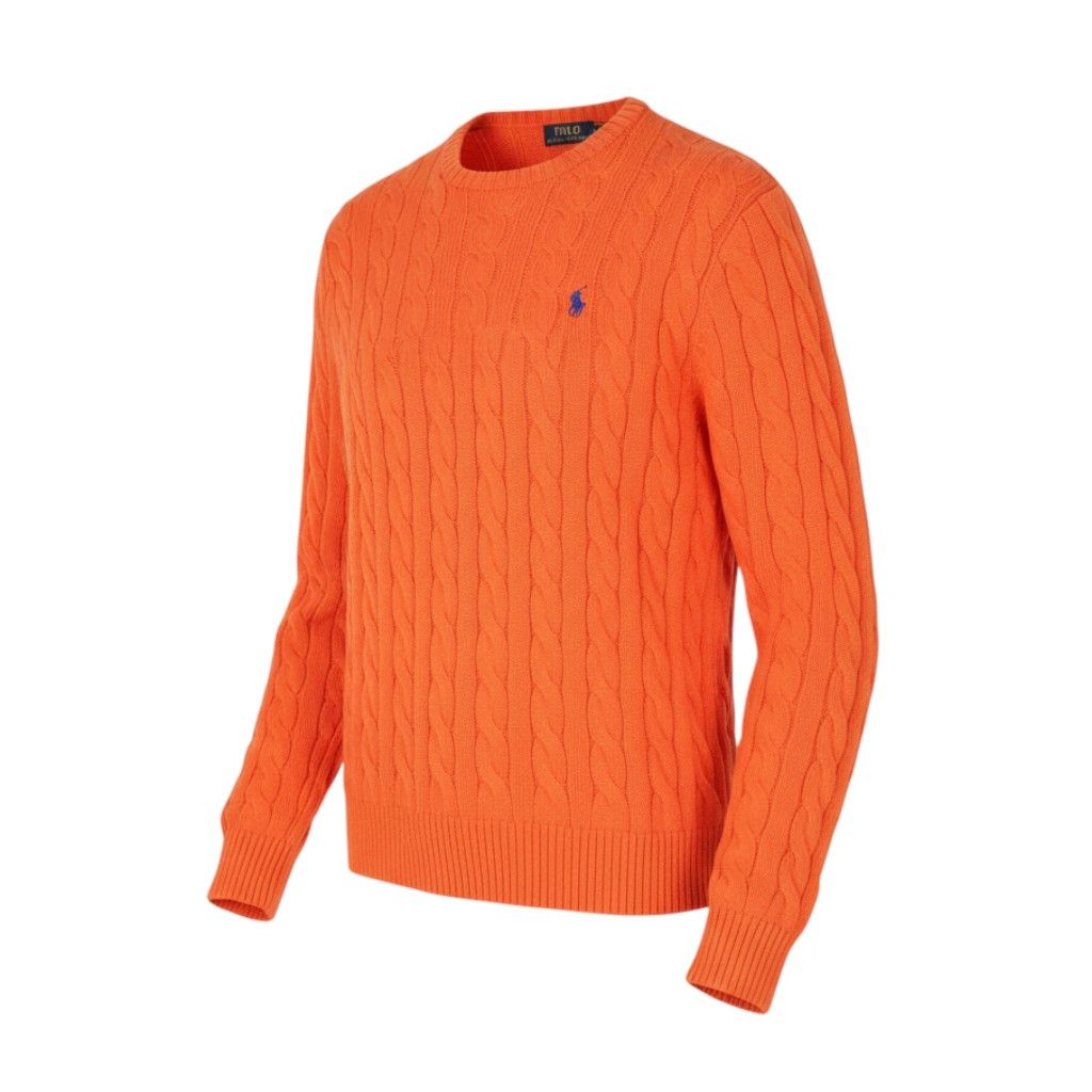 Ralph Lauren ORANGE L Cable Knit Pullover Jumper 86917 Size US L / EU 52-54 / 3 - 1 Thumbnail
