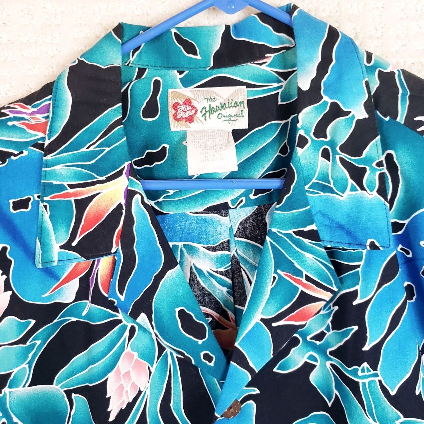 Hilo Hattie VINTAGE Hilo Hattie Shirt Mens XXL Blue Black Hawaiian Original Floral Cotton Pocket Size US XXL / EU 58 / 5 - 4 Thumbnail