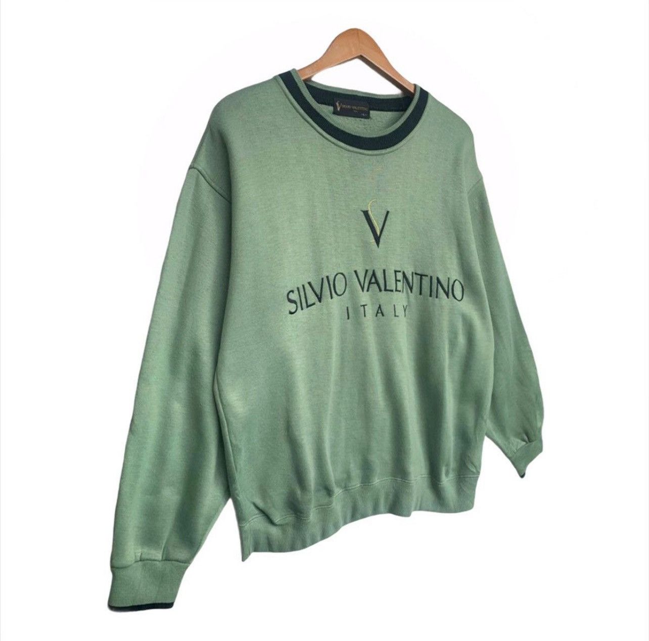 Valentino Vintage Silvio Valentino Green Sweatshirt Valentino Crewneck Size US M / EU 48-50 / 2 - 2 Thumbnail