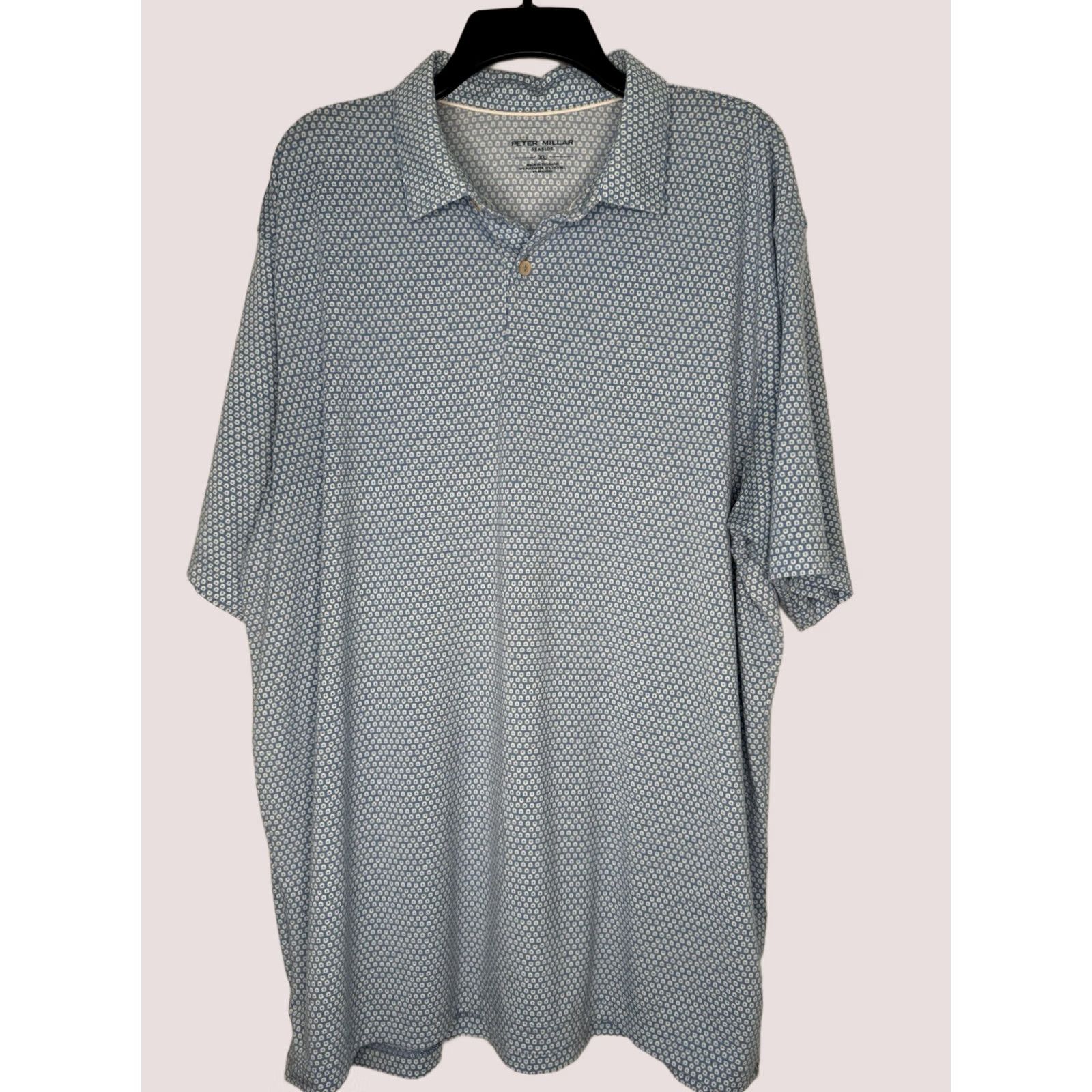 Peter Millar Peter Millar Polo Shirt Mens XL Blue White All Over Print Beach Geometric Short Sleeve Collared Size US XL / EU 56 / 4 - 1 Thumbnail