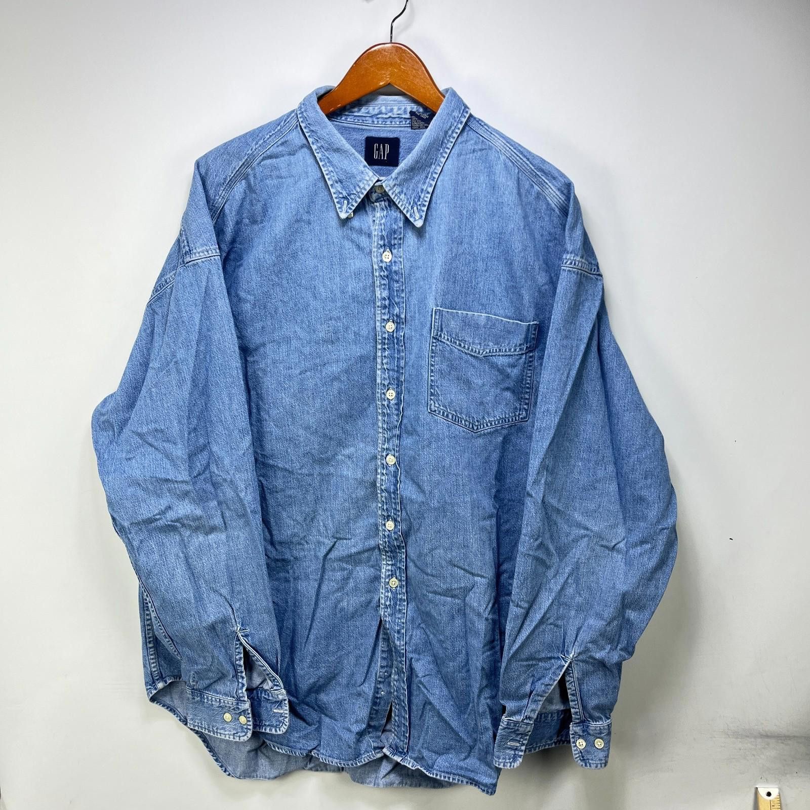 Gap Vintage 90s Gap Button Up Denim Long Sleeve Shirt 2XL Size US XXL / EU 58 / 5 - 1 Thumbnail
