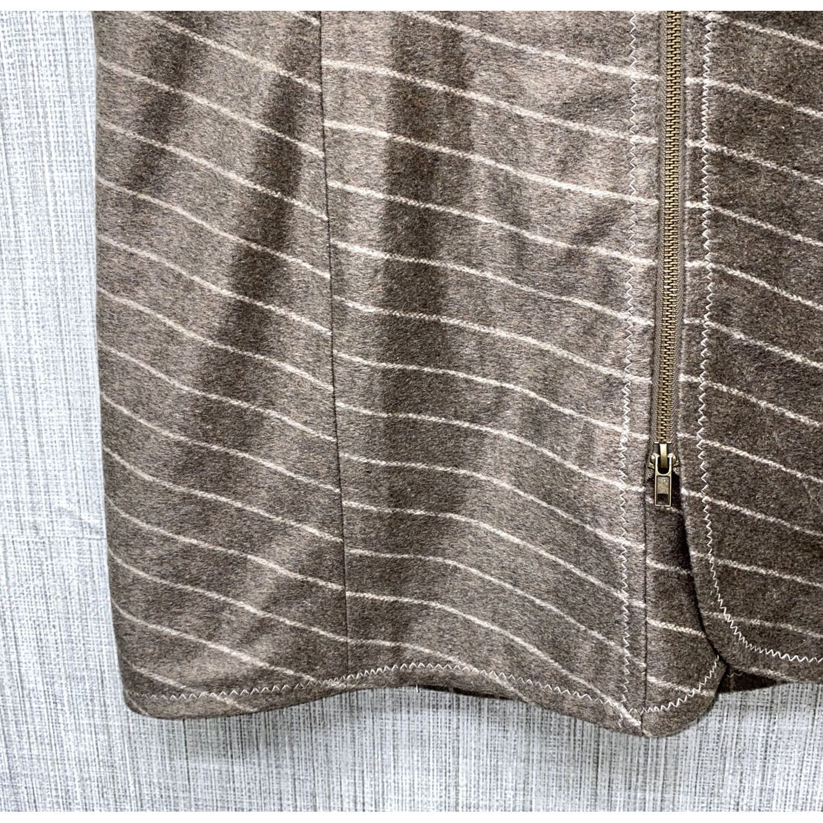 Vintage Purnell Skirt Wrap Brown Women 12 NWT 90s Santa Barbara Work Wear Woolies Zipper Short Canvas Wool Blend Regular Velcro? Size 34" / US 12 / IT 48 - 3 Thumbnail